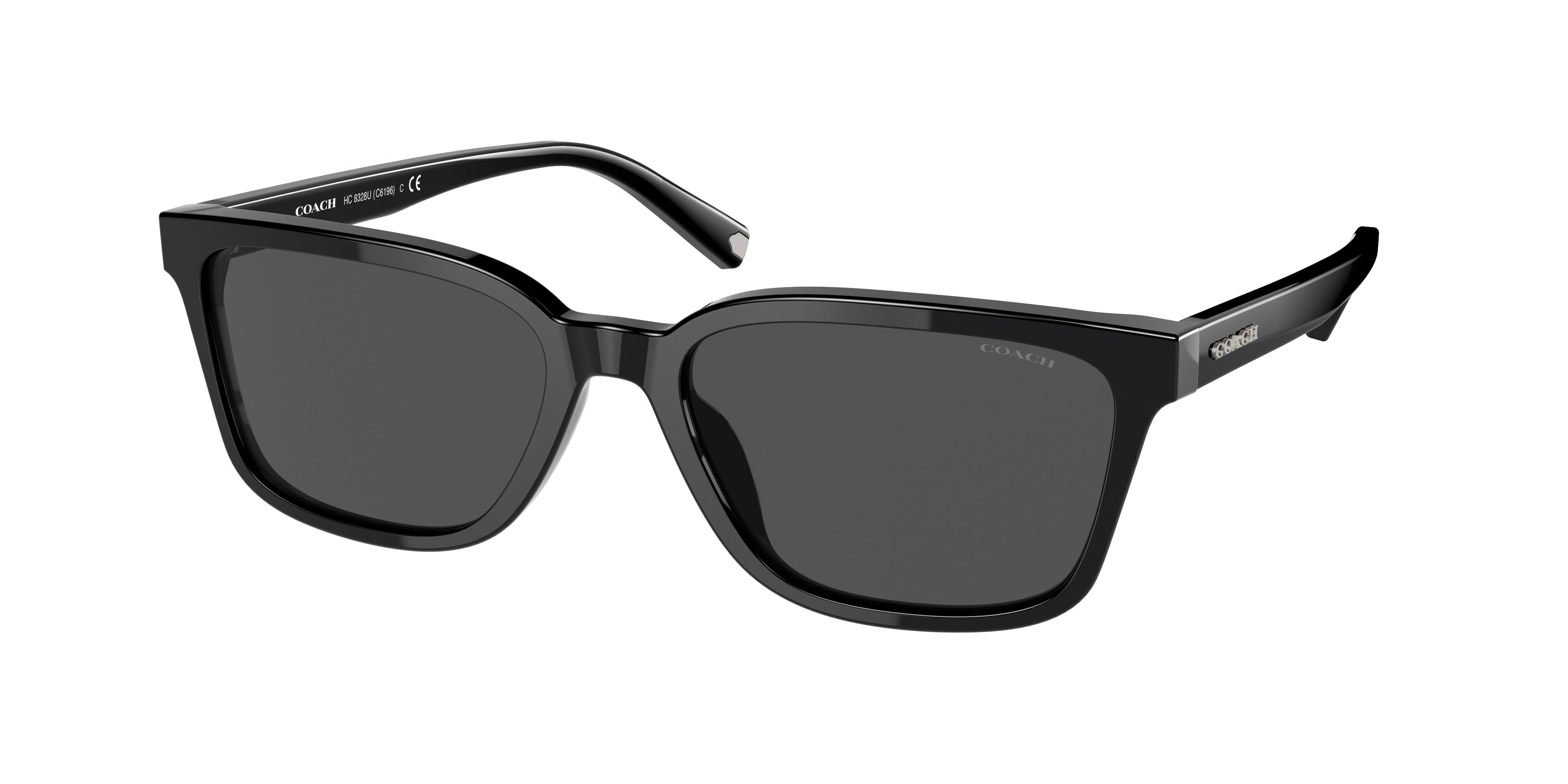 Coach C6196 HC8328U Rectangle Sunglasses  500287-Black 57-145-18 - Color Map Black
