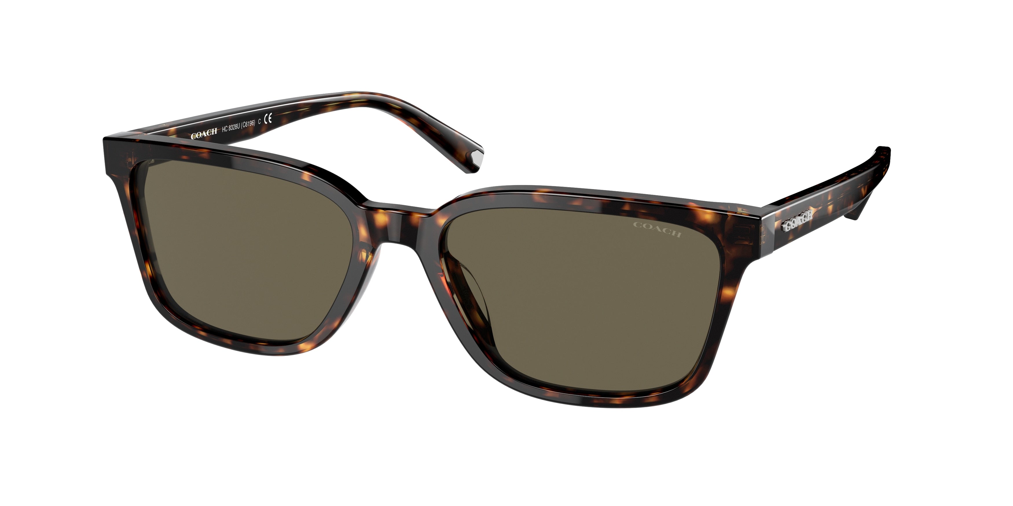 Coach C6196 HC8328U Rectangle Sunglasses  512003-Dark Tortoise 57-145-18 - Color Map Tortoise