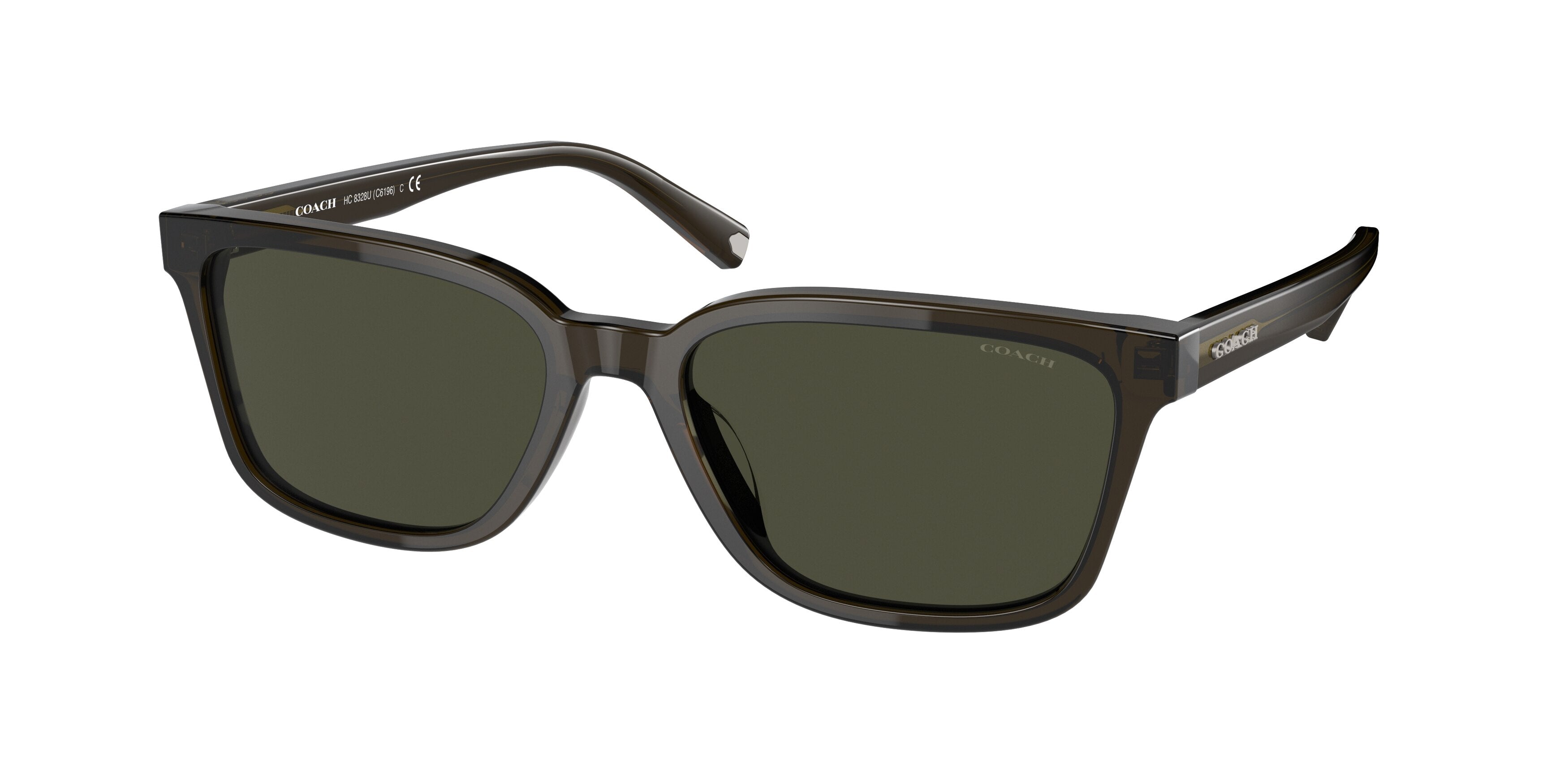Coach C6196 HC8328U Rectangle Sunglasses  520382-Military Green 57-145-18 - Color Map Green
