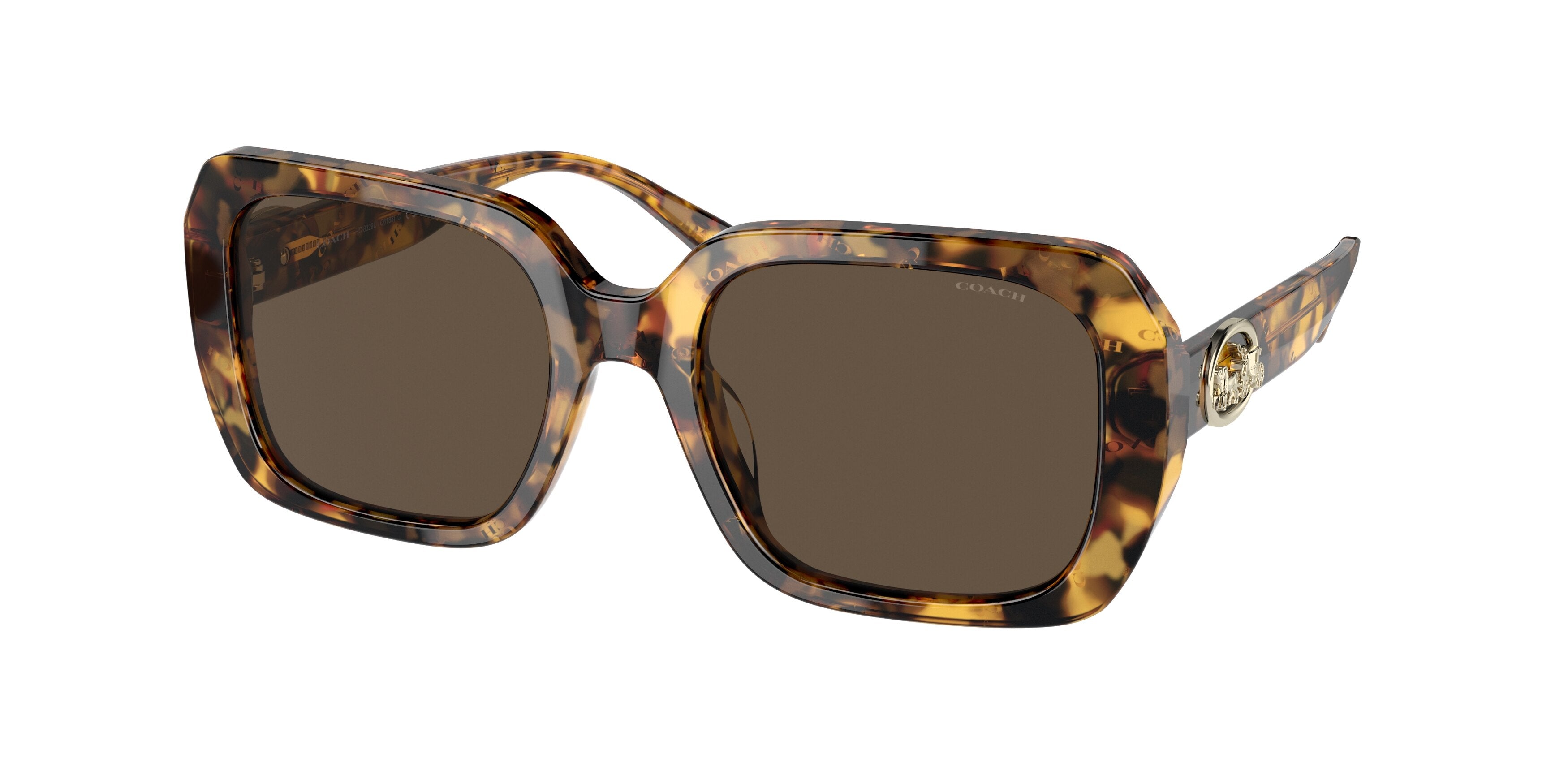 Coach C6188 HC8329U Square Sunglasses  565973-Dark Tortoise / Coach Print 53-140-20 - Color Map Tortoise
