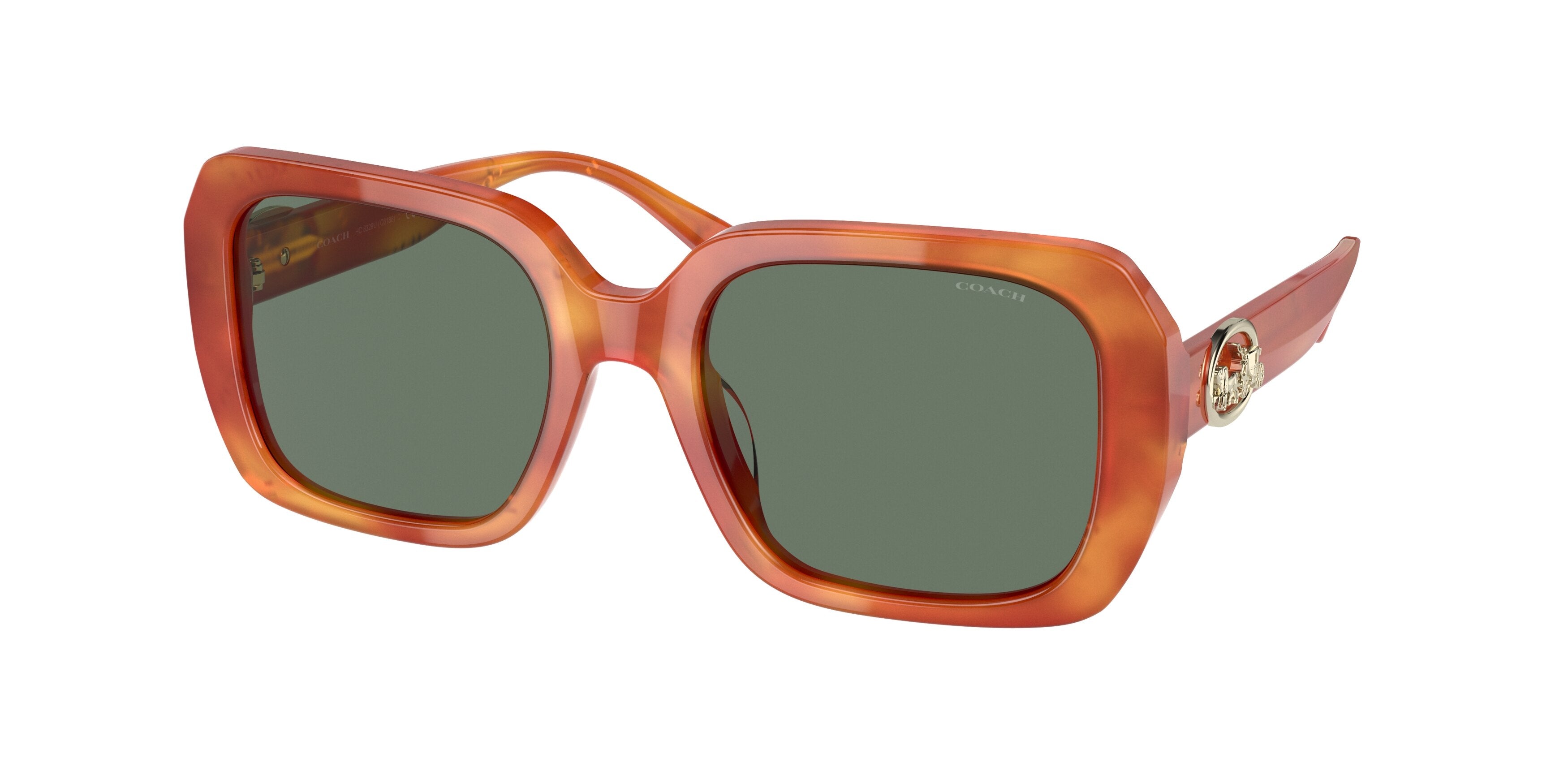Coach C6188 HC8329U Square Sunglasses  56603H-Amber Tortoise / Coach Print 53-140-20 - Color Map Tortoise