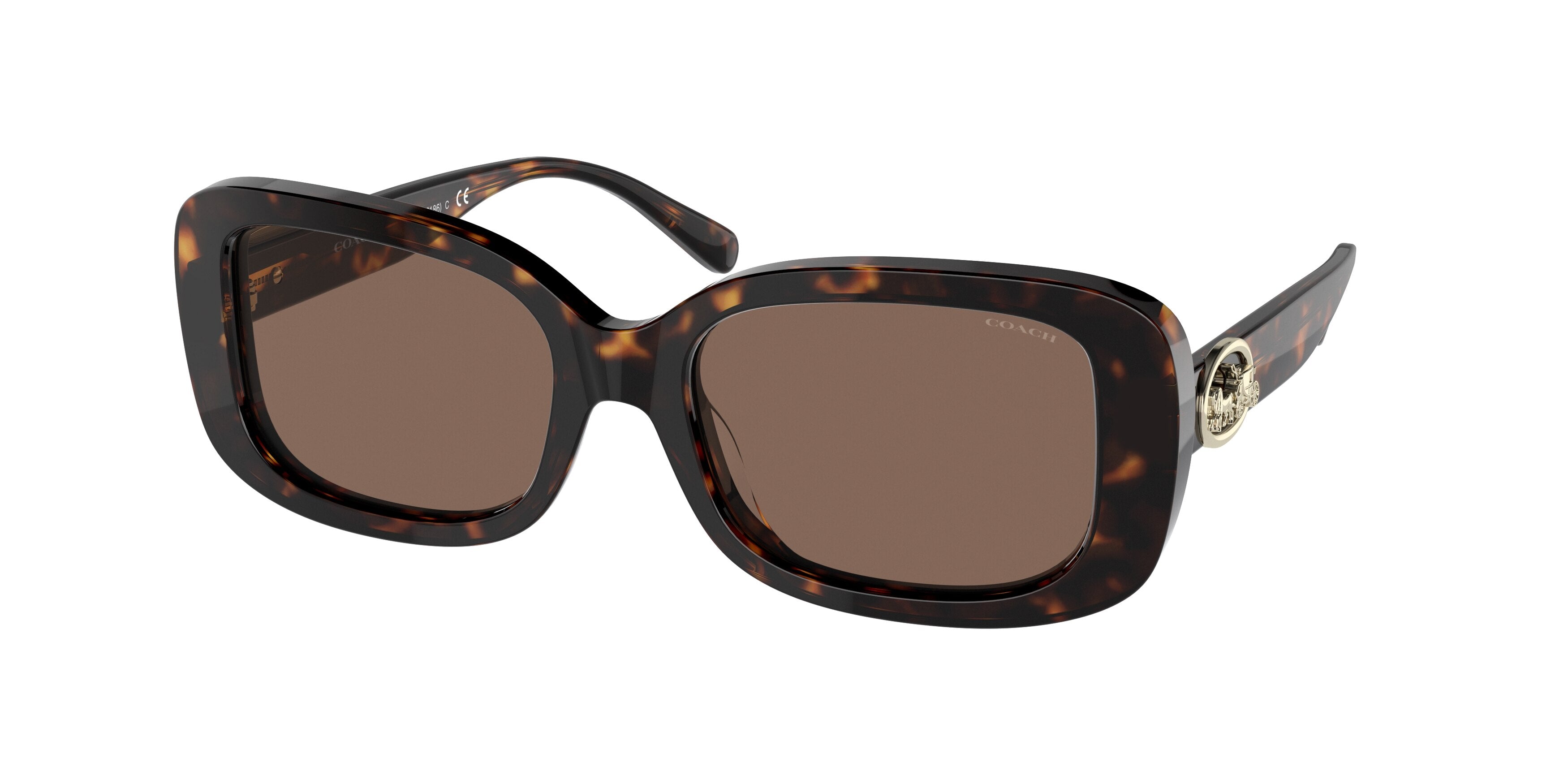 Coach C6187 HC8330F Rectangle Sunglasses  512073-Dark Tortoise 56-140-18 - Color Map Tortoise