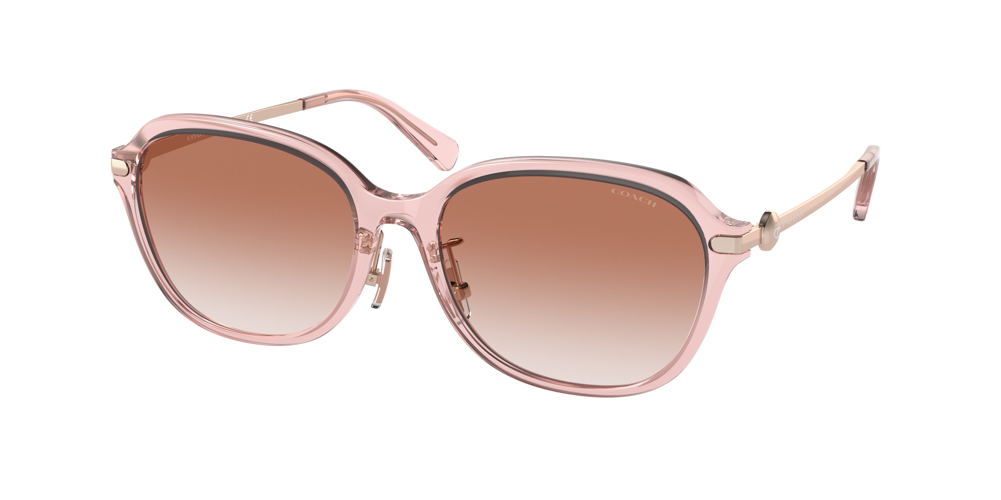 Coach C6199 HC8332D Rectangle Sunglasses  566613-Transparent Pink 56-145-17 - Color Map Pink