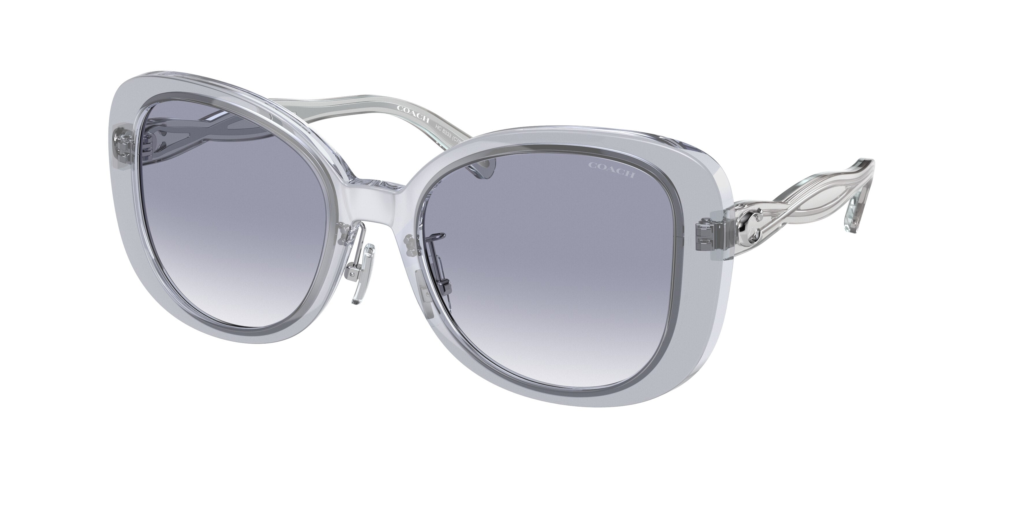 Coach C7995 HC8333 Square Sunglasses  568279-Transparent Blue 53-140-20 - Color Map Blue