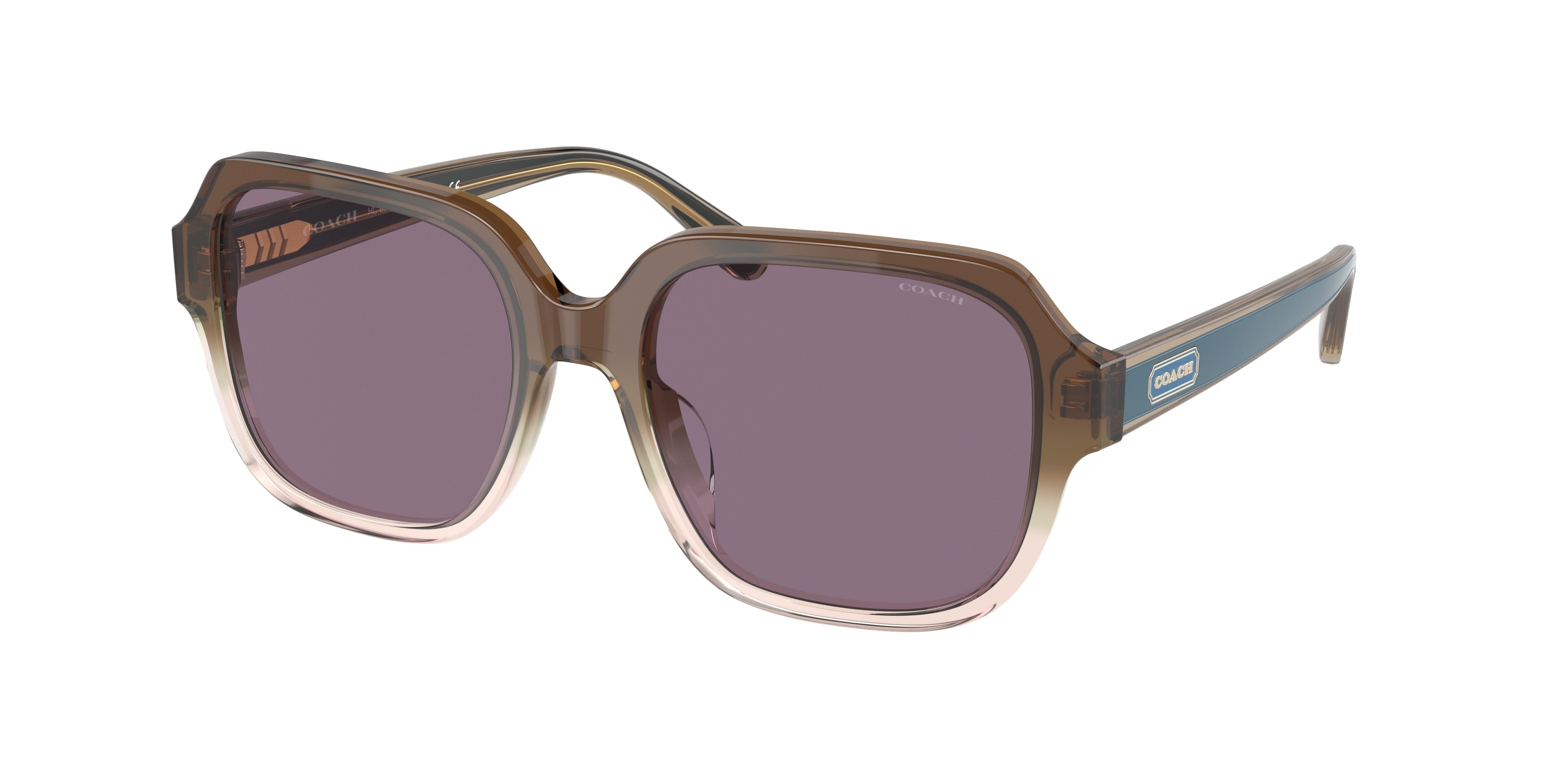 Coach C7989 HC8335U Rectangle Sunglasses  56781A-Transparent Brown Gradient 53-140-18 - Color Map Brown