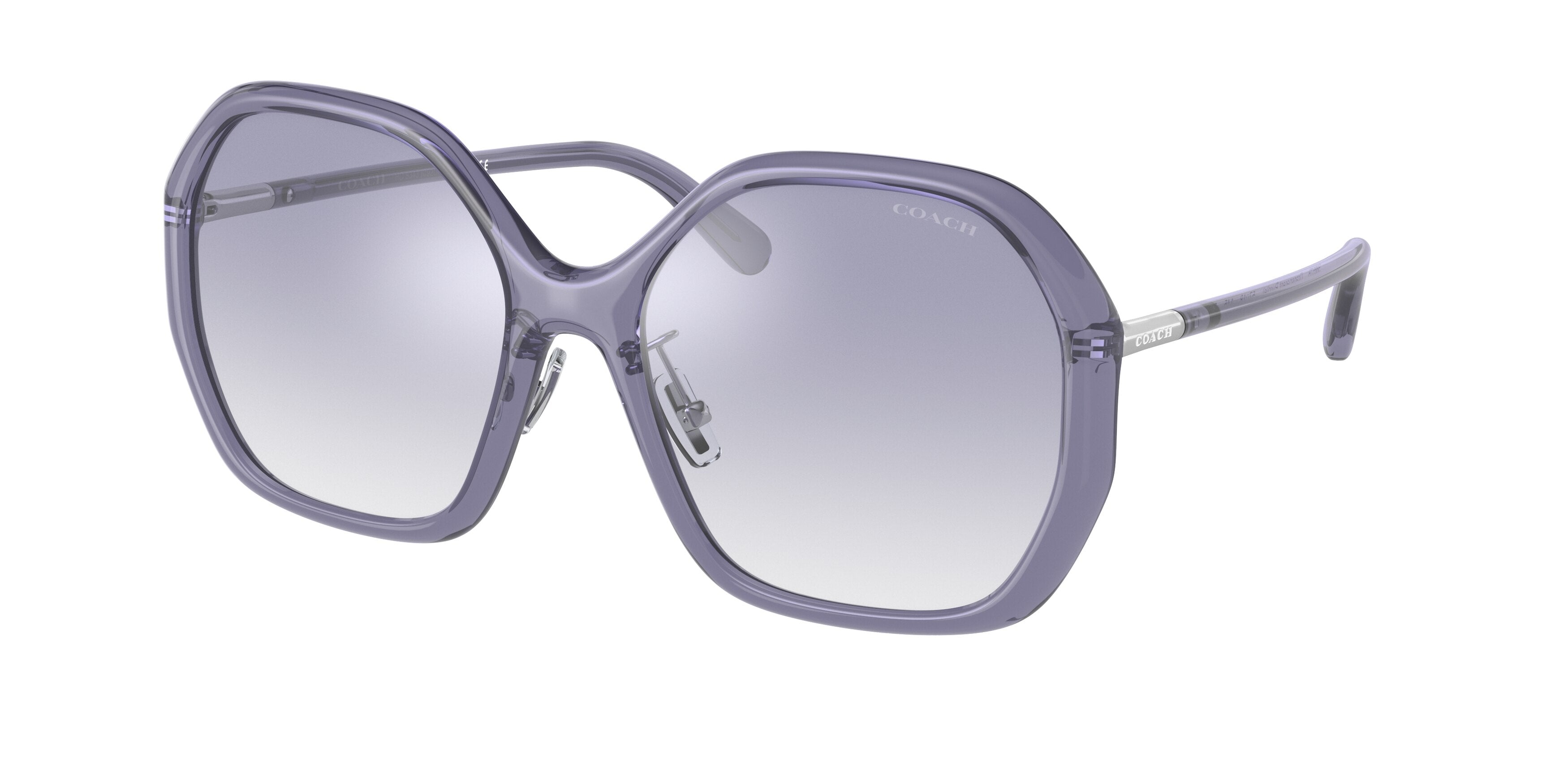 Coach C9204 HC8343 Irregular Sunglasses  56657B-Transparent Purple 57-145-18 - Color Map Violet