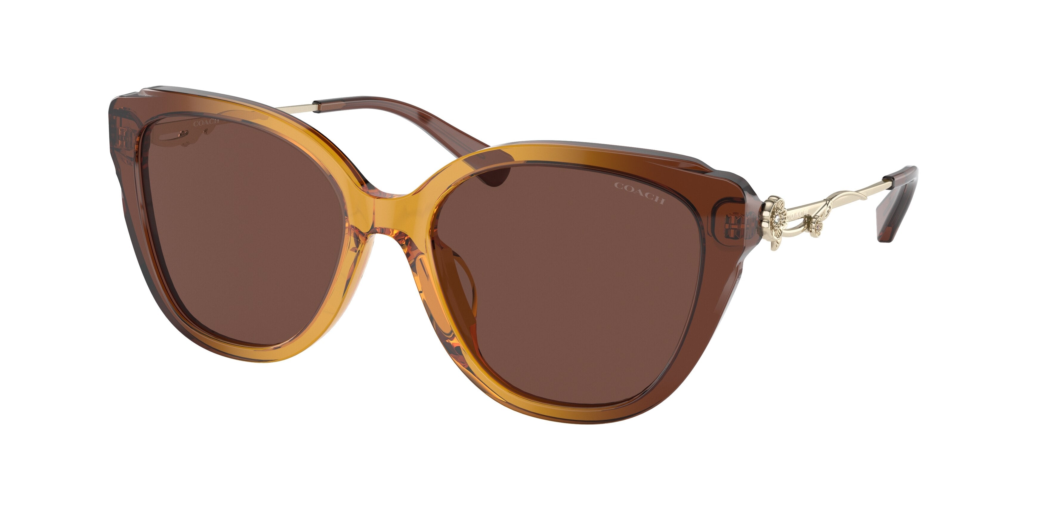 Coach C9199 HC8347BU Square Sunglasses  57016G-Gradient Transparent Amber 55-140-18 - Color Map Orange