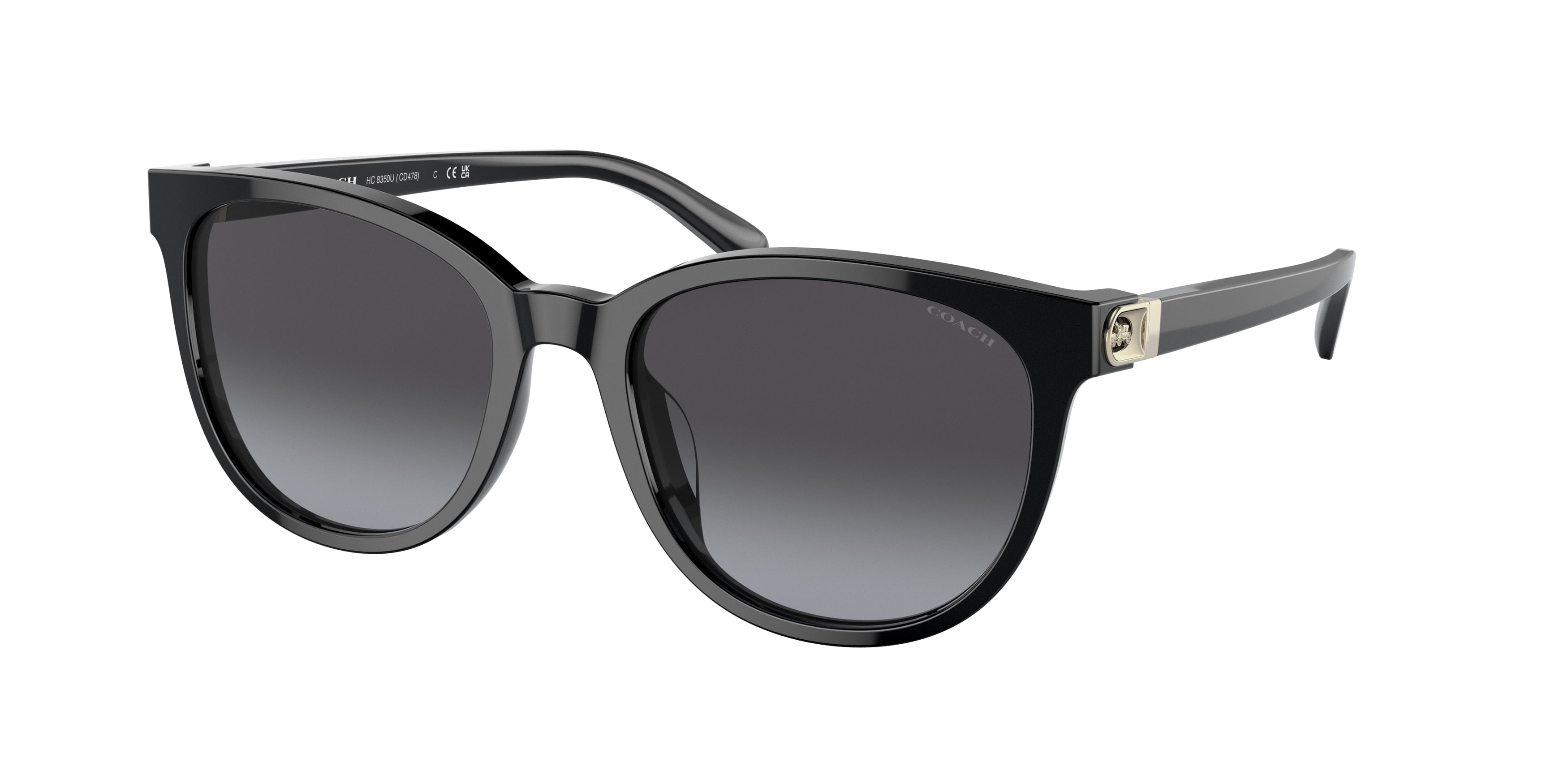 Coach CD478 HC8350U Round Sunglasses  50028G-Black 54-140-19 - Color Map Black