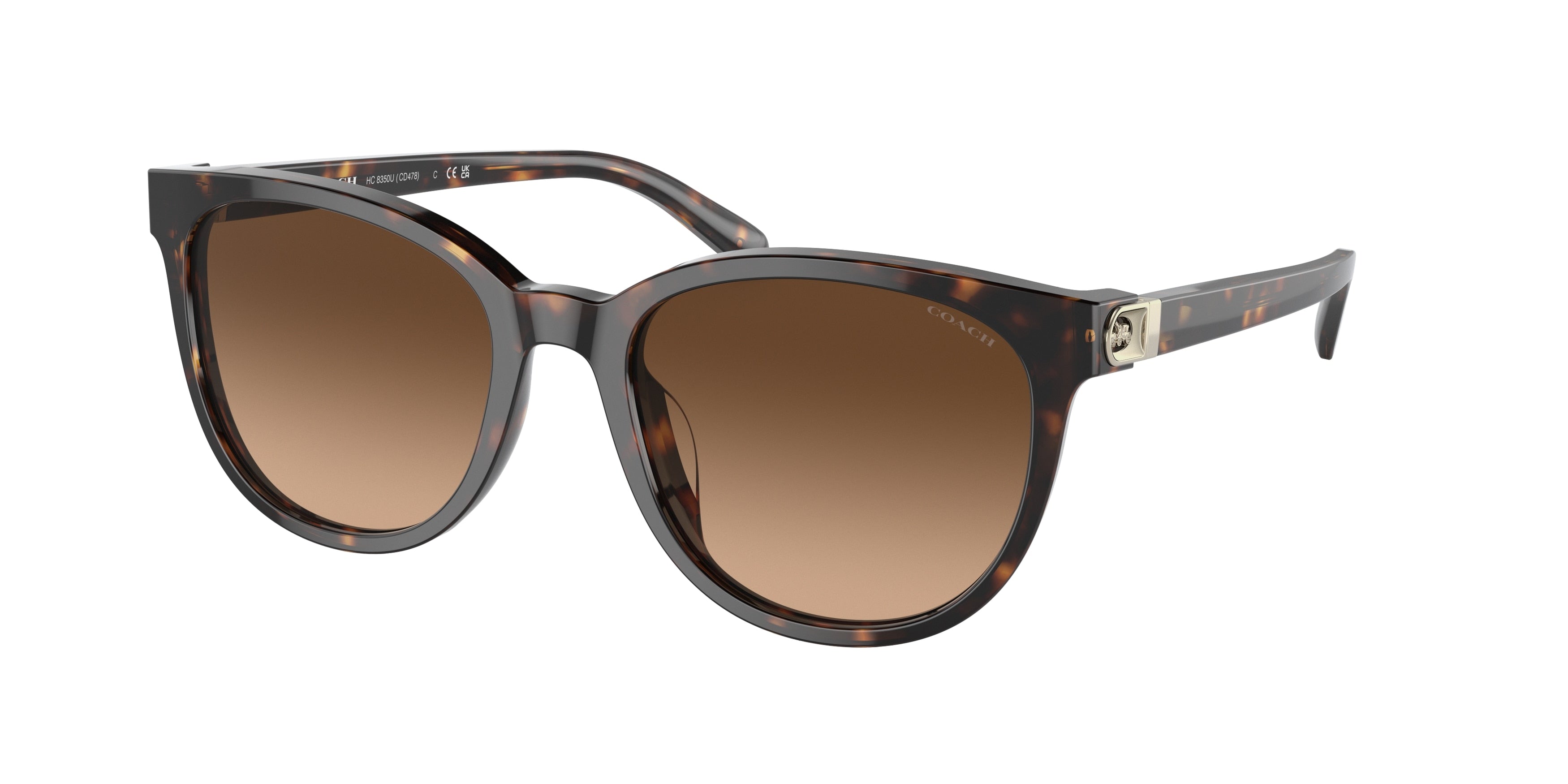 Coach CD478 HC8350U Round Sunglasses  512074-Dark Tortoise 54-140-19 - Color Map Tortoise