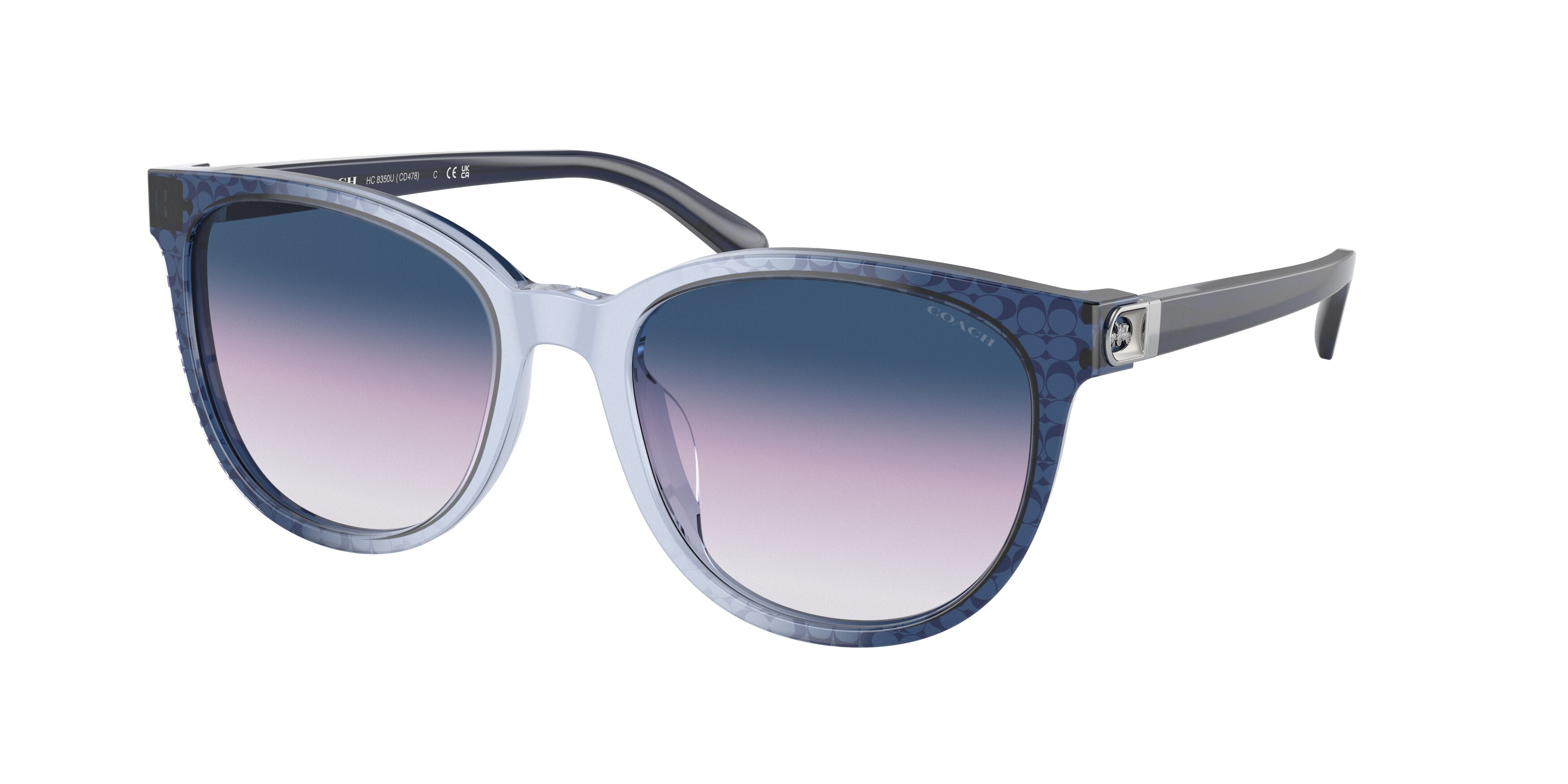 Coach CD478 HC8350U Round Sunglasses  57088H-Blue Gradient 54-140-19 - Color Map Blue