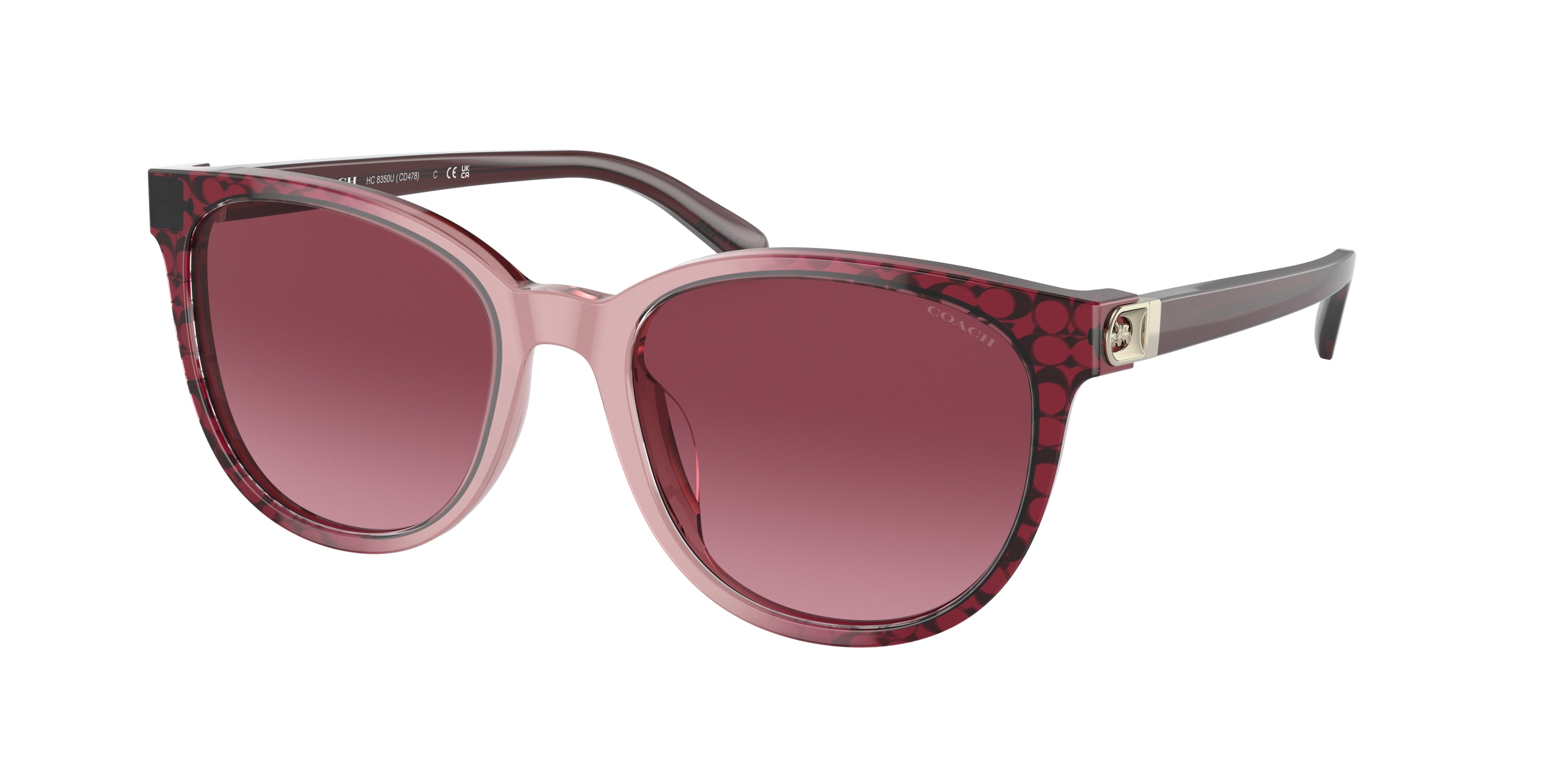 Coach CD478 HC8350U Round Sunglasses  57098H-Red Gradient 54-140-19 - Color Map Red