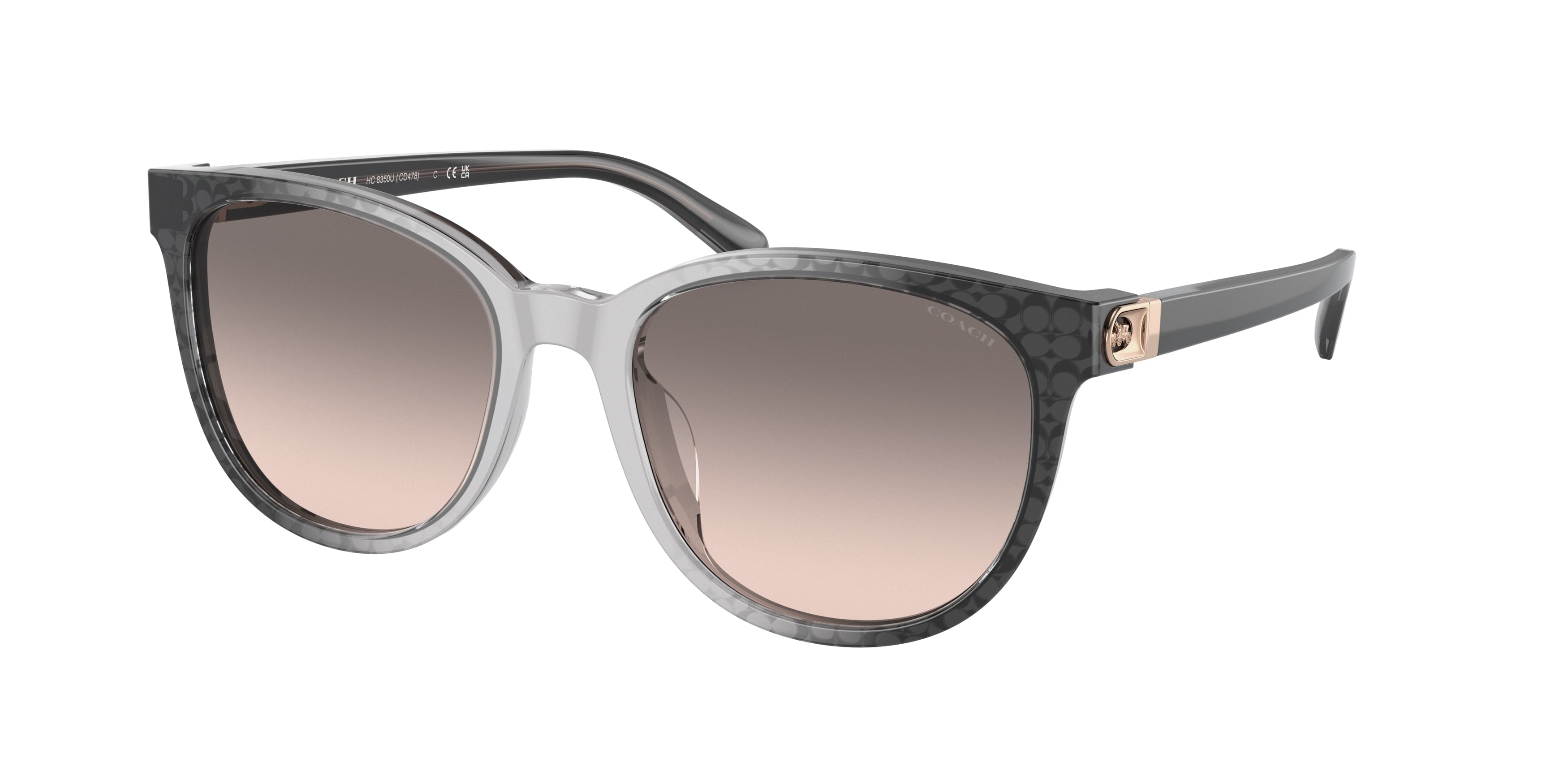 Coach CD478 HC8350U Round Sunglasses  57103B-Grey Gradient 54-140-19 - Color Map Grey