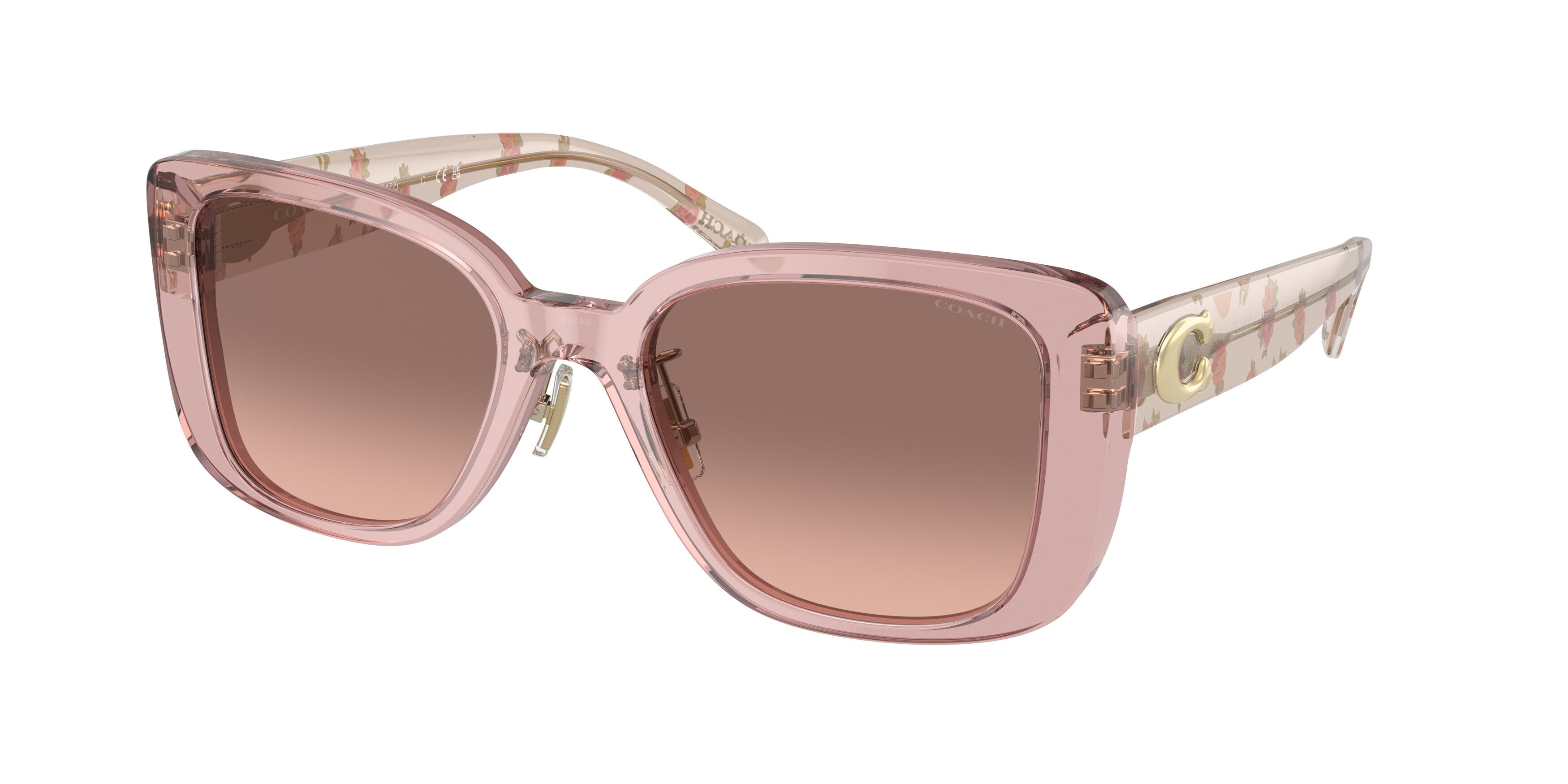Coach CD472 HC8352 Square Sunglasses  570513-Transparent Rose 54-145-20 - Color Map Pink
