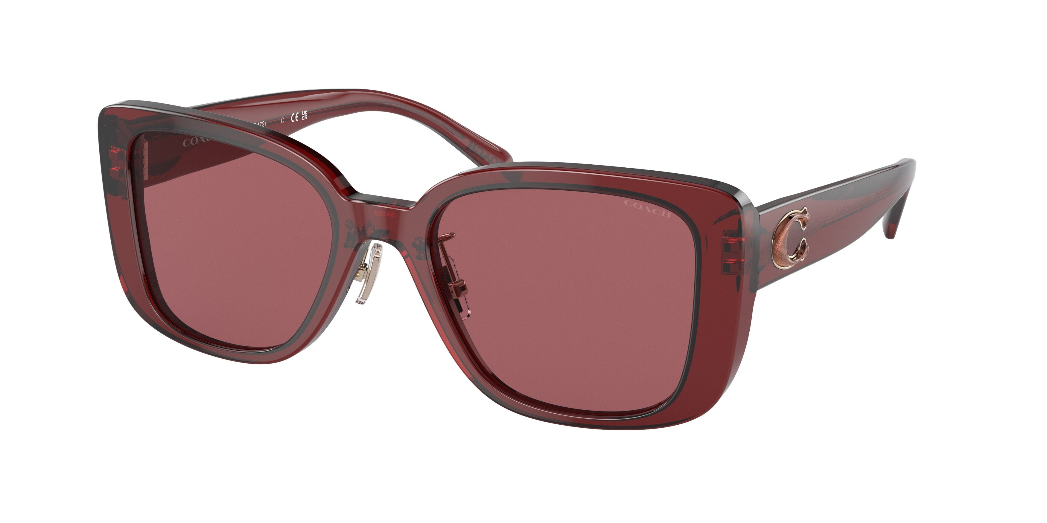 Coach CD472 HC8352 Square Sunglasses  571369-Transparent Red 54-145-20 - Color Map Red