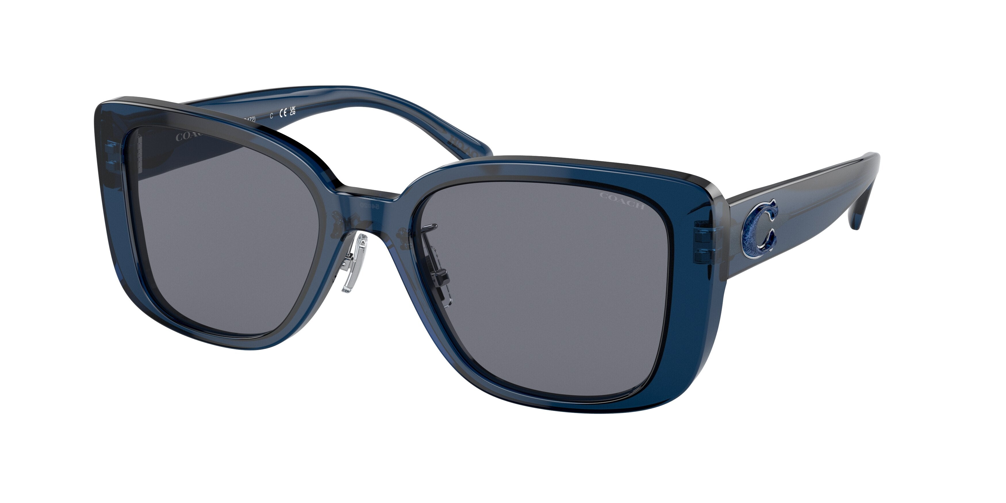 Coach CD472 HC8352 Square Sunglasses  571480-Transparent Blue 54-145-20 - Color Map Blue