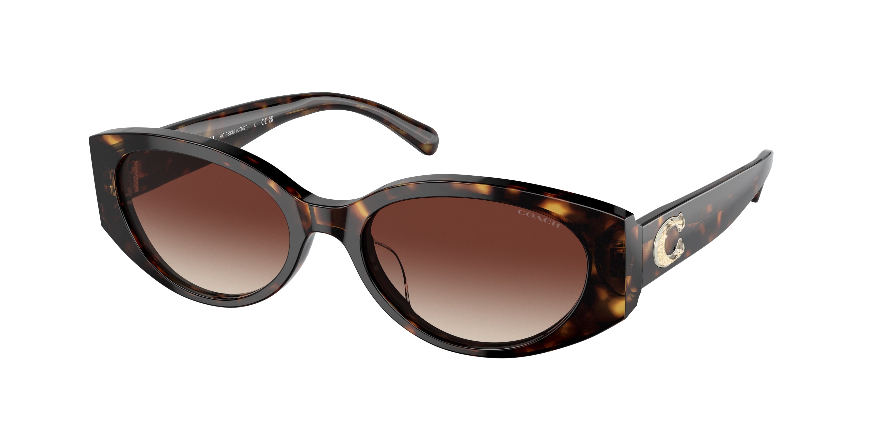 Coach CD473 HC8353U Oval Sunglasses  512013-Dark Tortoise 54-140-18 - Color Map Tortoise