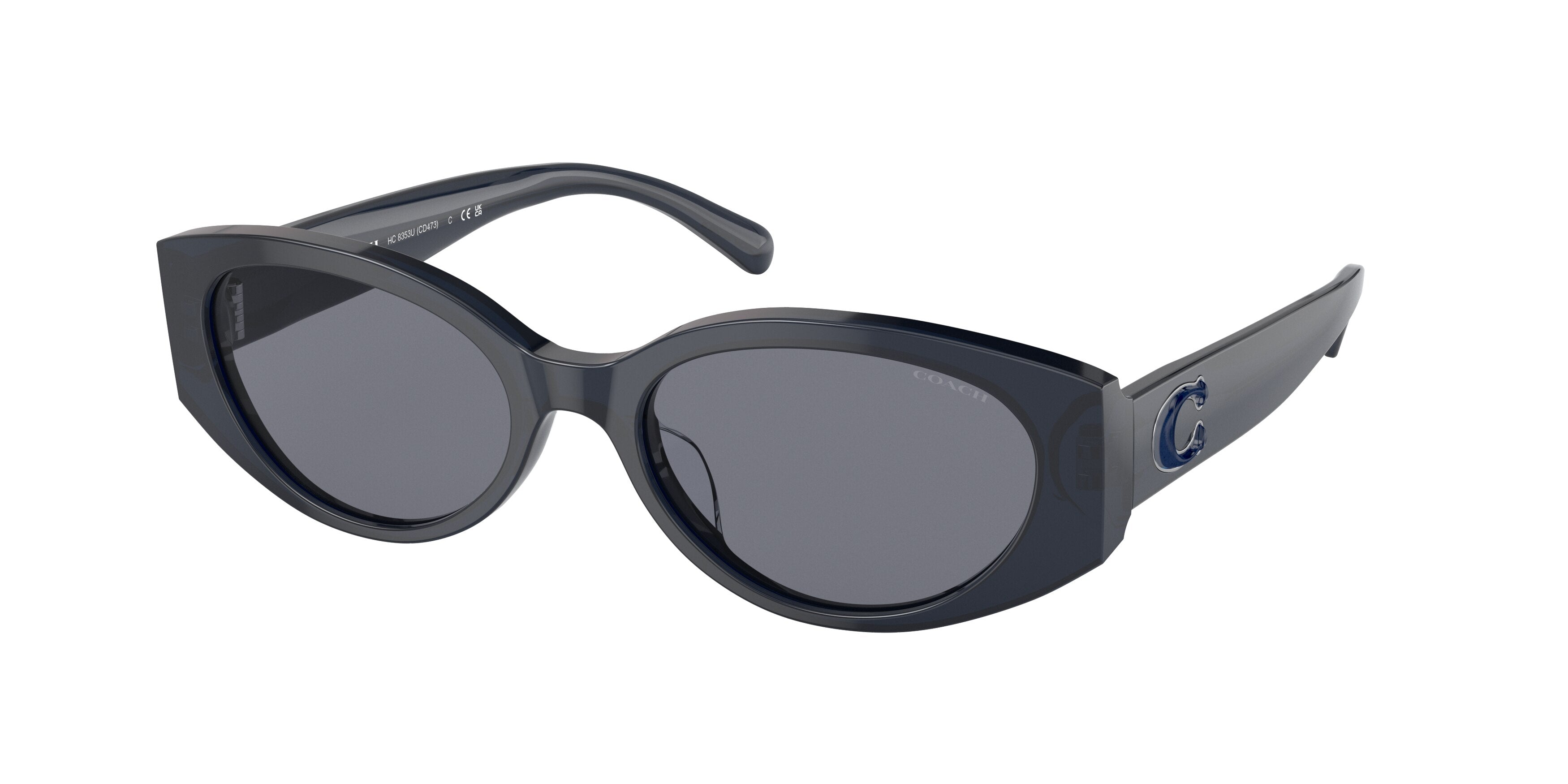 Coach CD473 HC8353U Oval Sunglasses  571480-Transparent Blue 54-140-18 - Color Map Blue