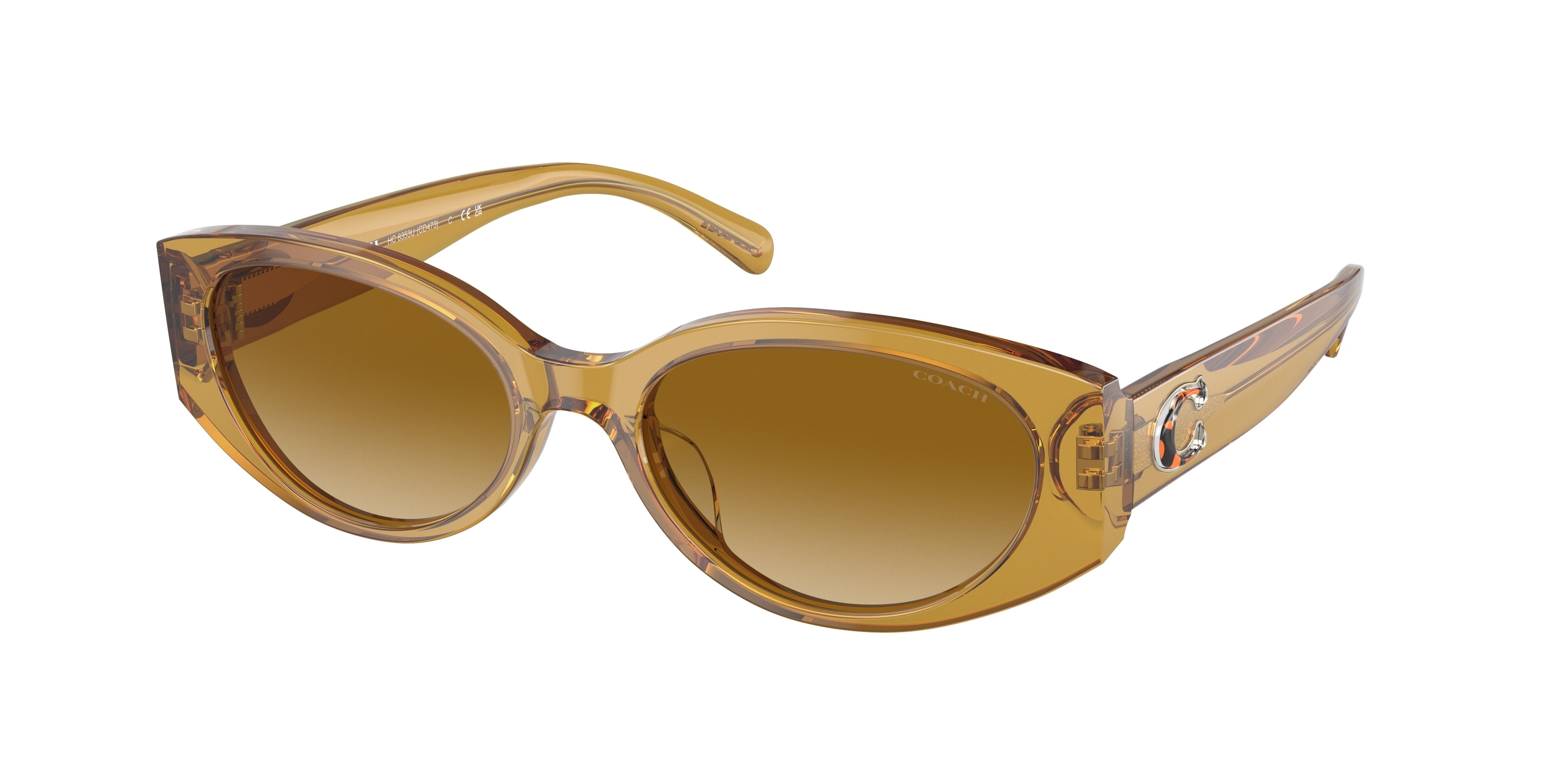 Coach CD473 HC8353U Oval Sunglasses  57152L-Transparent Honey 54-140-18 - Color Map Yellow