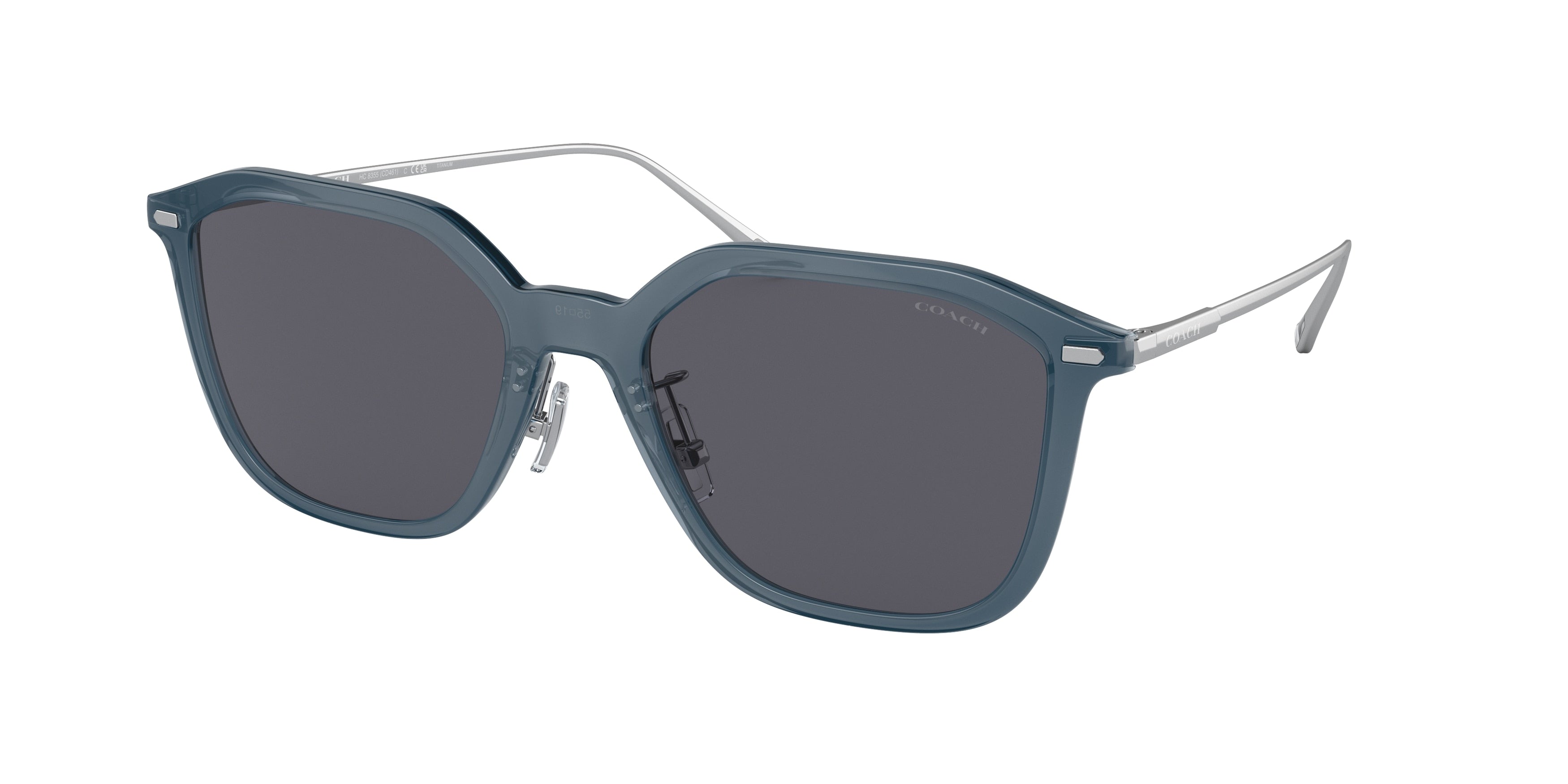 Coach CD461 HC8355 Irregular Sunglasses  520387-Transparent Dark Blue 55-145-19 - Color Map Blue