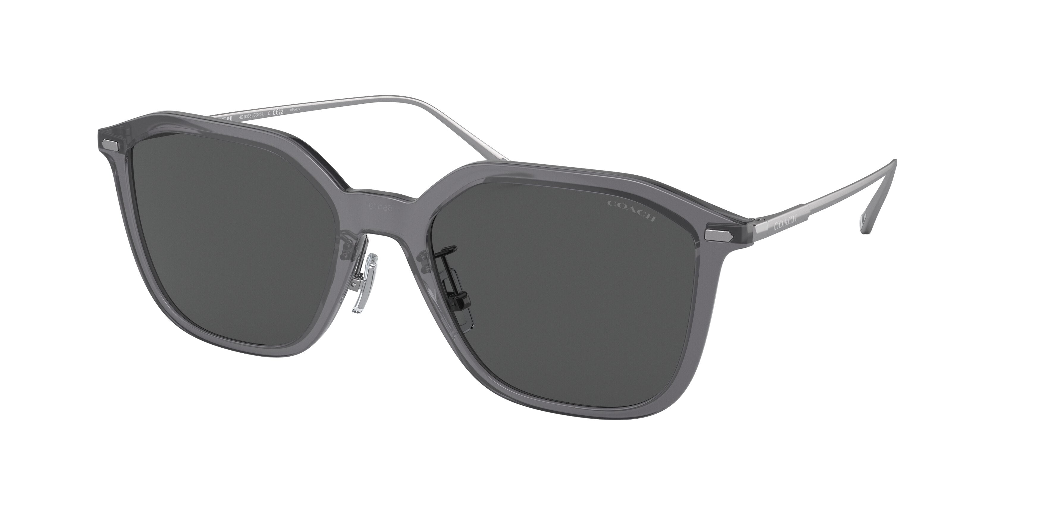 Coach CD461 HC8355 Irregular Sunglasses  571687-Transparent Dark Grey 55-145-19 - Color Map Grey