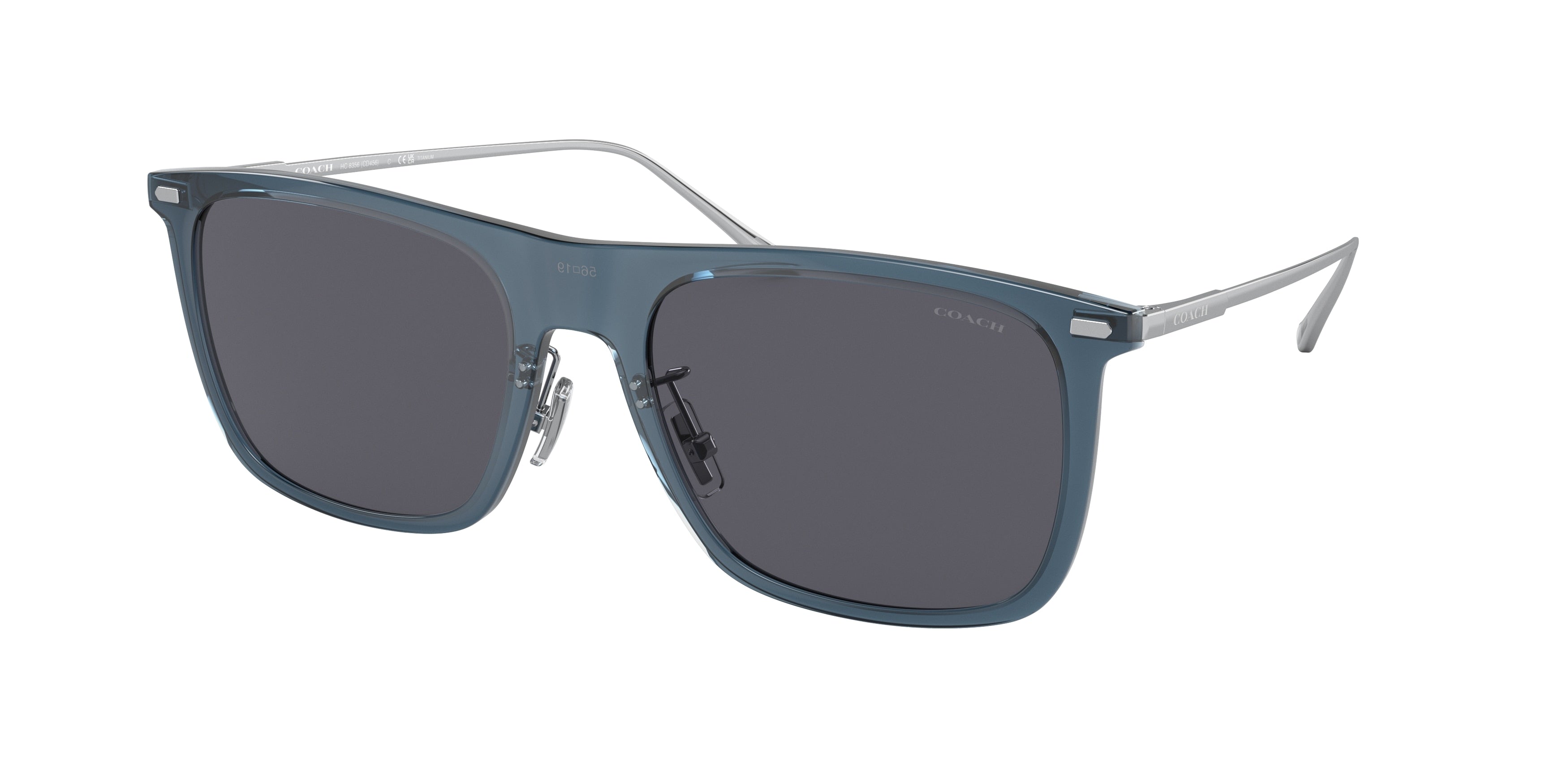 Coach CD456 HC8356 Square Sunglasses  520387-Transparent Dark Blue 56-145-19 - Color Map Blue