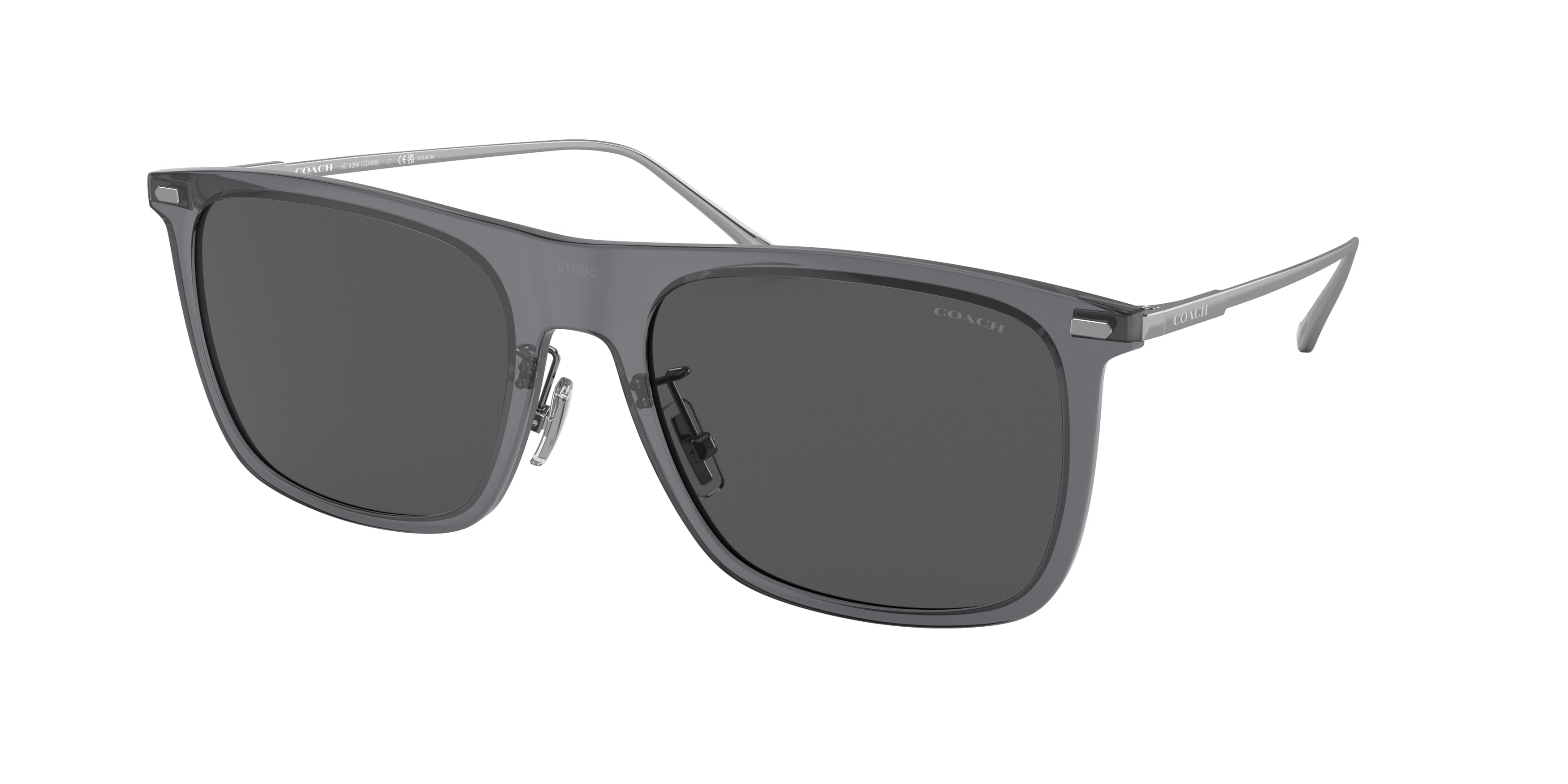 Coach CD456 HC8356 Square Sunglasses  571687-Transparent Dark Grey 56-145-19 - Color Map Grey