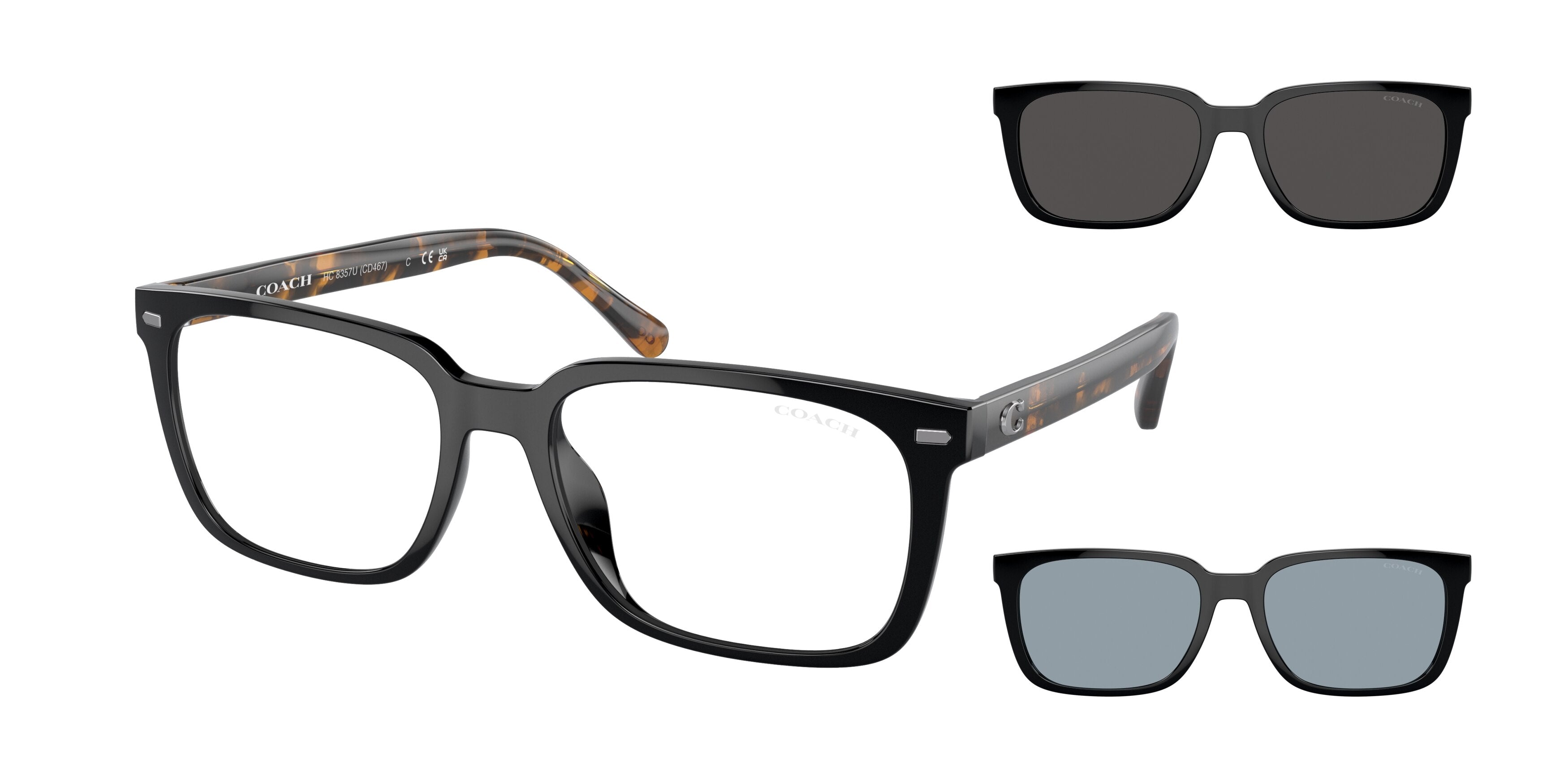 Coach CK470 HC8357U Rectangle Sunglasses  500272-Black 57-145-18 - Color Map Black