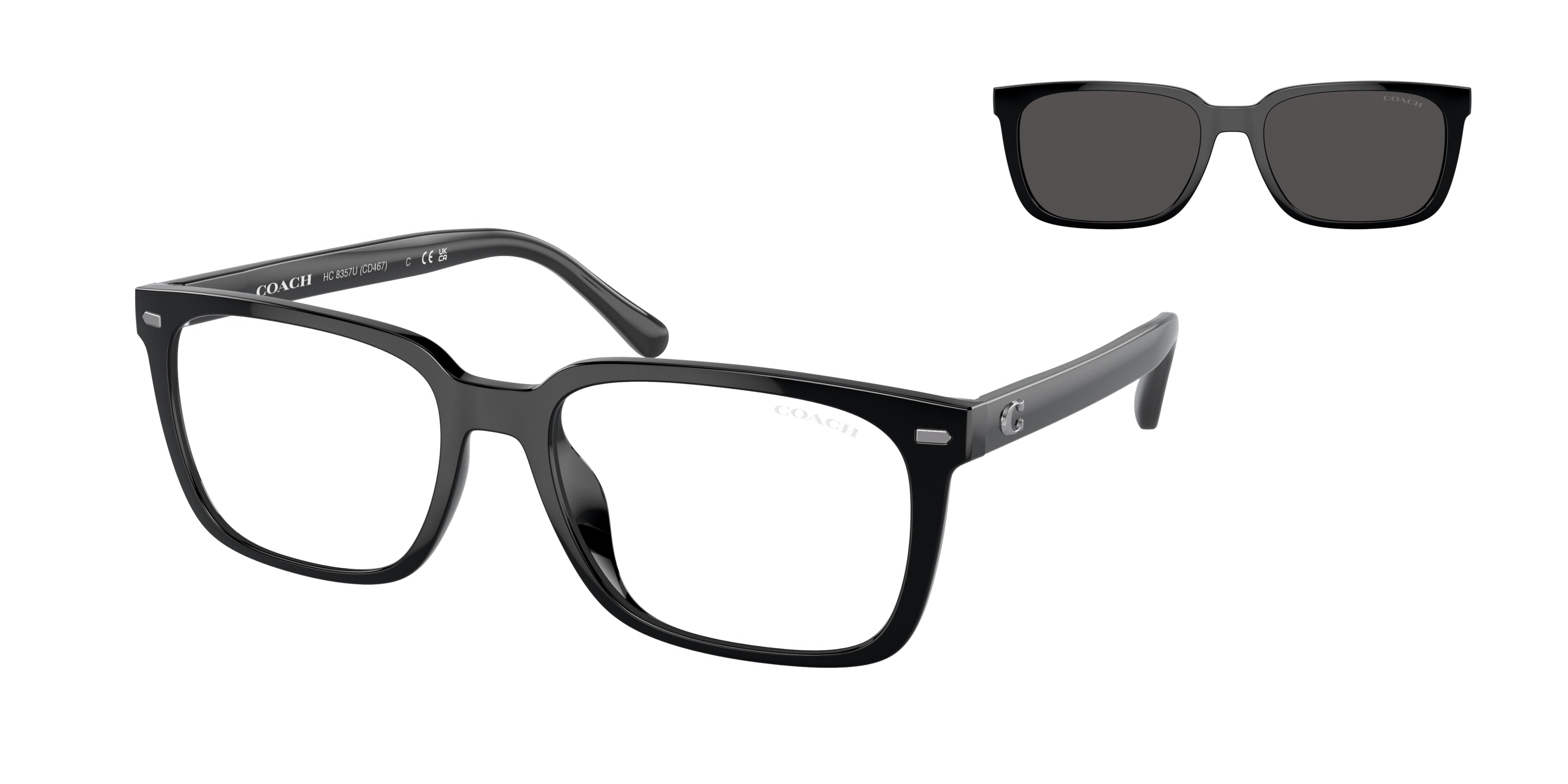 Coach CK470 HC8357U Rectangle Sunglasses  500287-Black 57-145-18 - Color Map Black