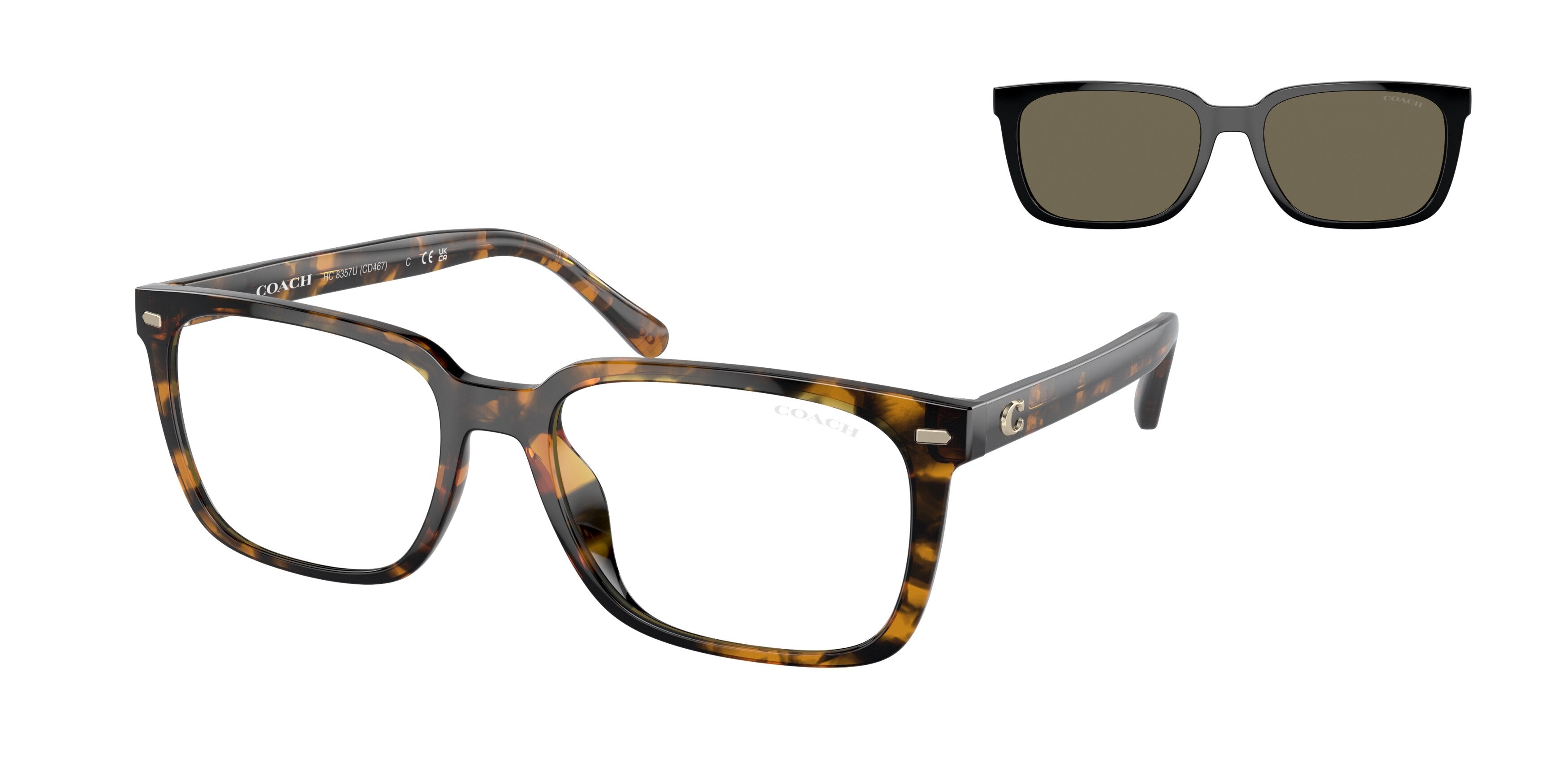 Coach CK470 HC8357U Rectangle Sunglasses  51203-Dark Tortoise 57-145-18 - Color Map Tortoise
