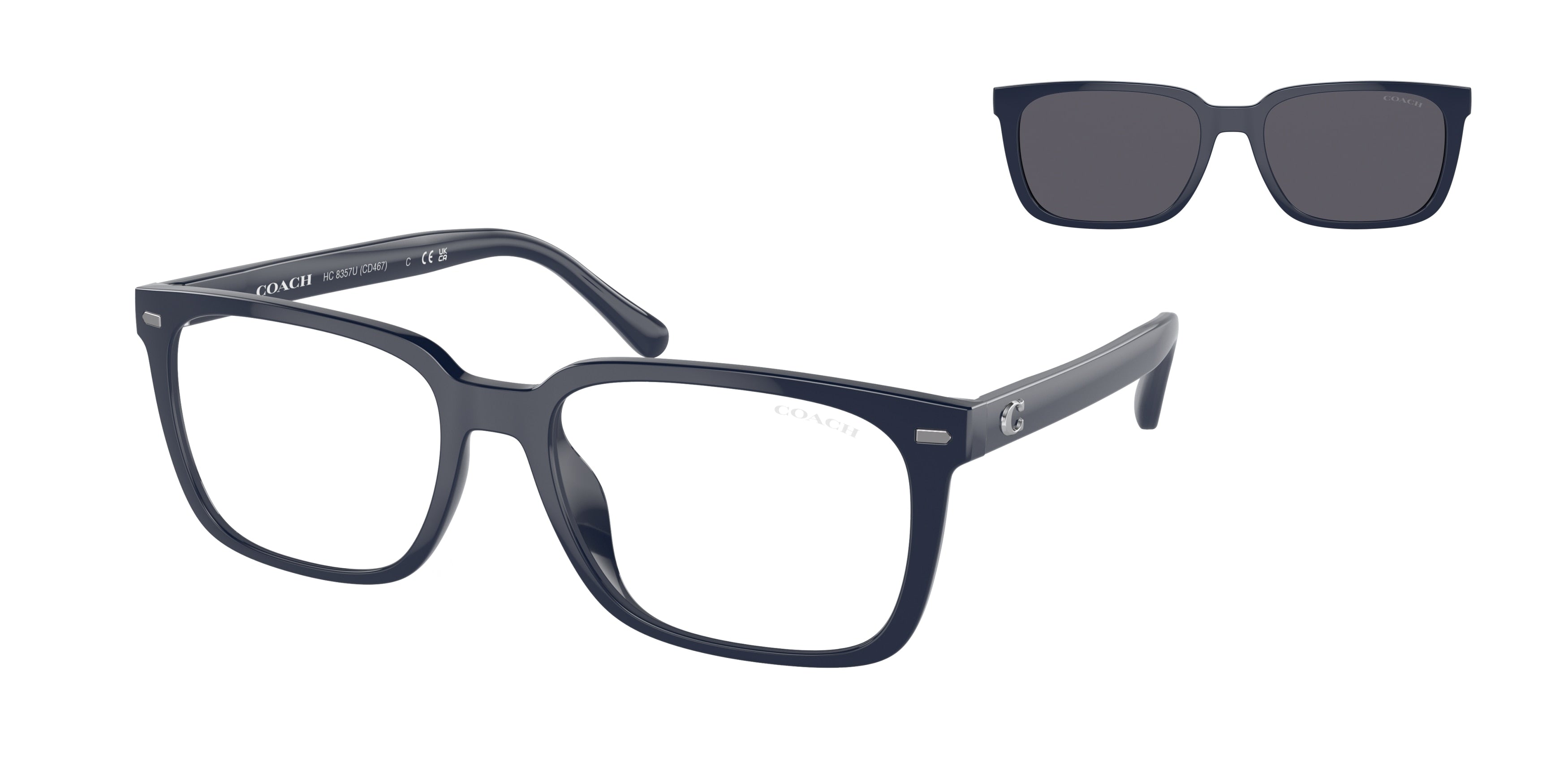 Coach CK470 HC8357U Rectangle Sunglasses  576287-Navy Solid 57-145-18 - Color Map Blue