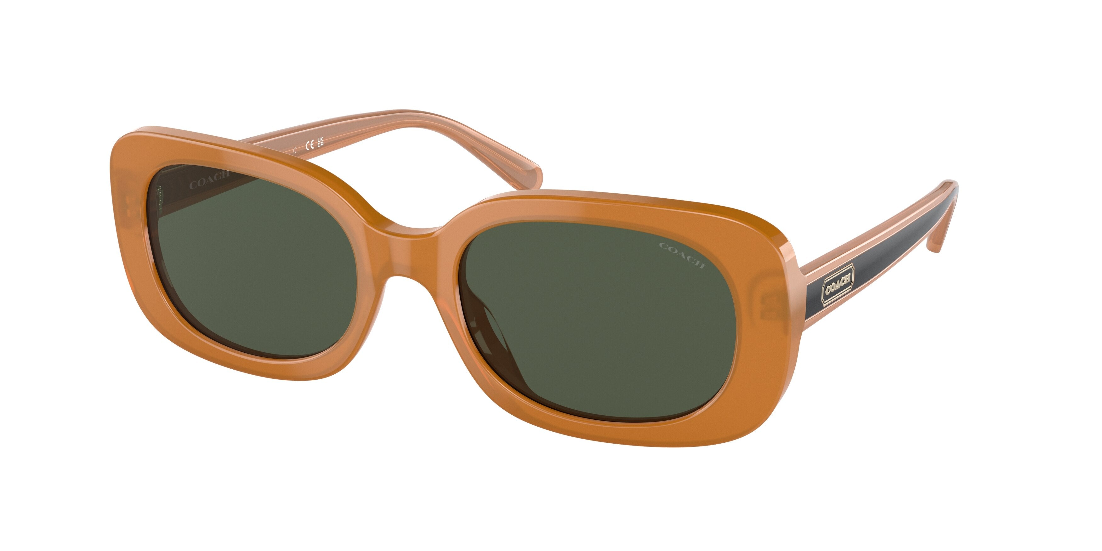 Coach CD868 HC8358F Oval Sunglasses  571282-Milky Amber 56-145-20 - Color Map Orange