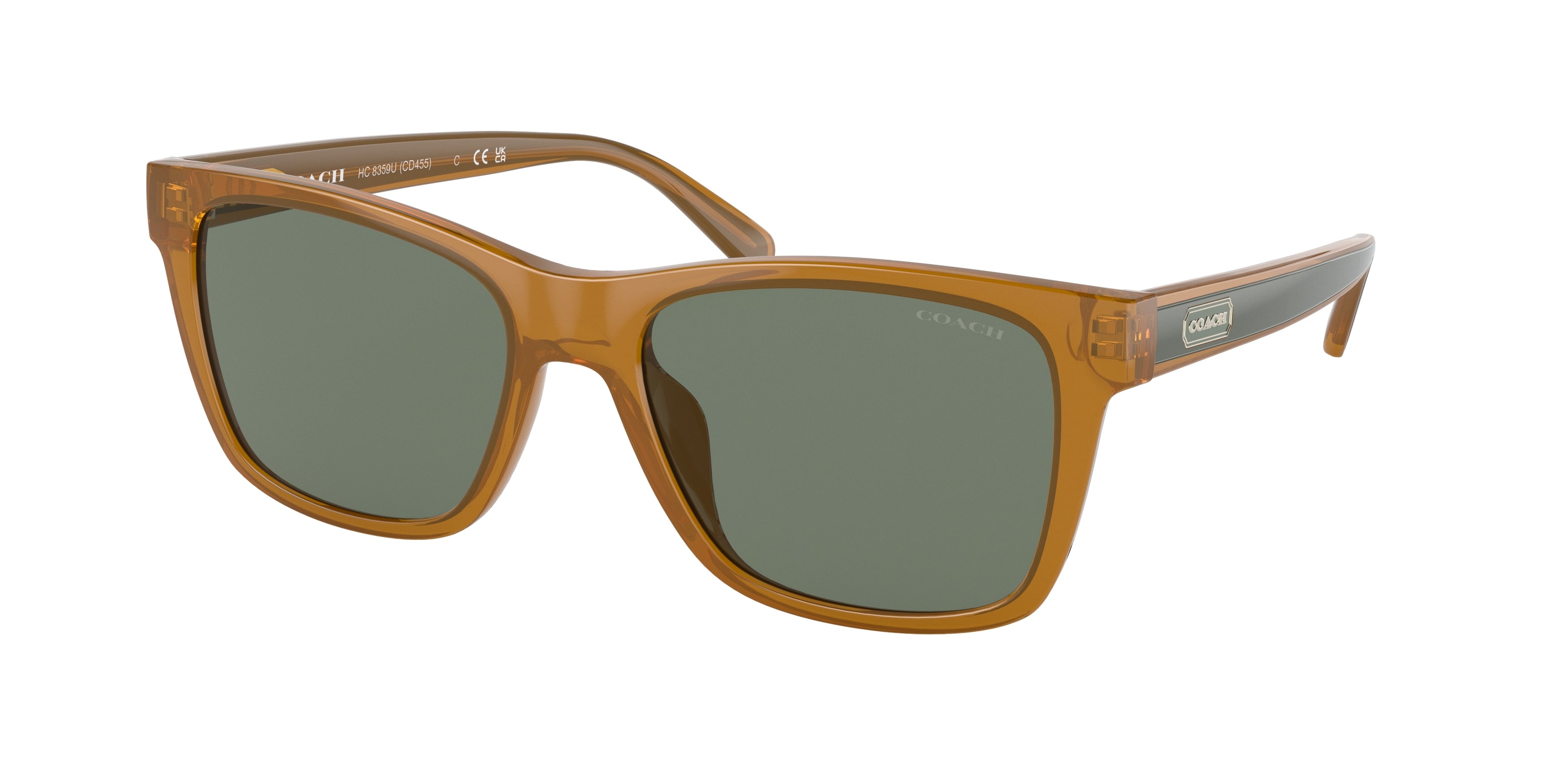 Coach CD455 HC8359U Square Sunglasses  52513H-Milky Amber 56-145-18 - Color Map Orange