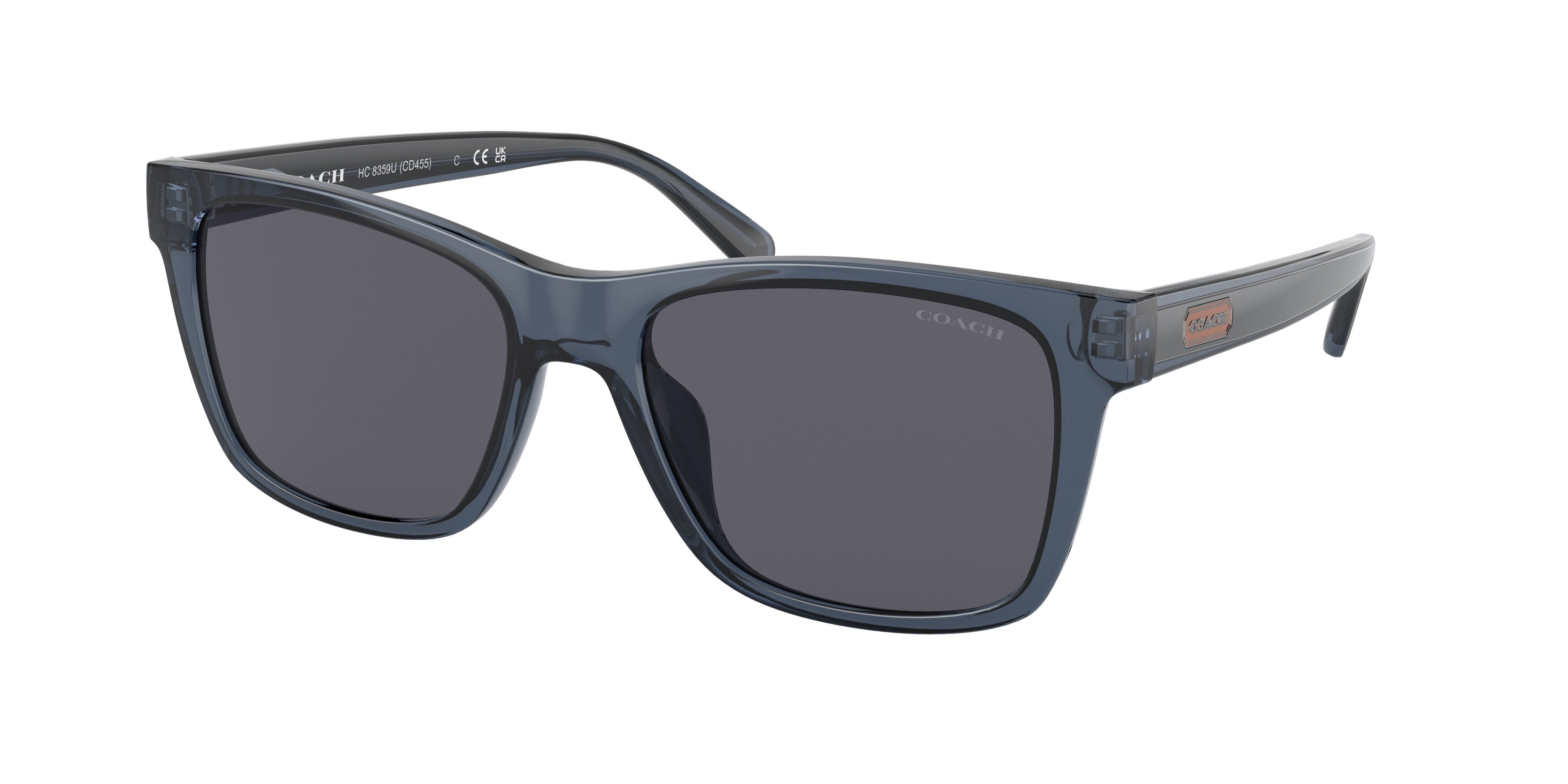 Coach CD455 HC8359U Square Sunglasses  570787-Transparent Dark Navy 56-145-18 - Color Map Blue