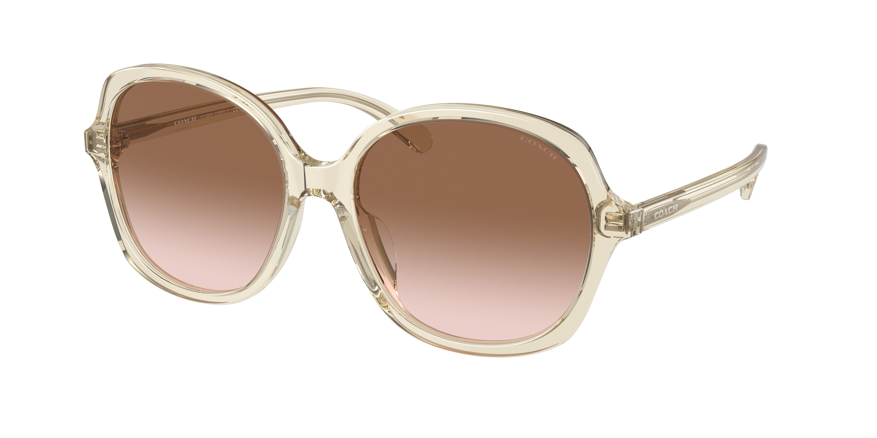 Coach CH557 HC8360U Square Sunglasses  573613-Transparent Fawn 57-140-17 - Color Map Brown