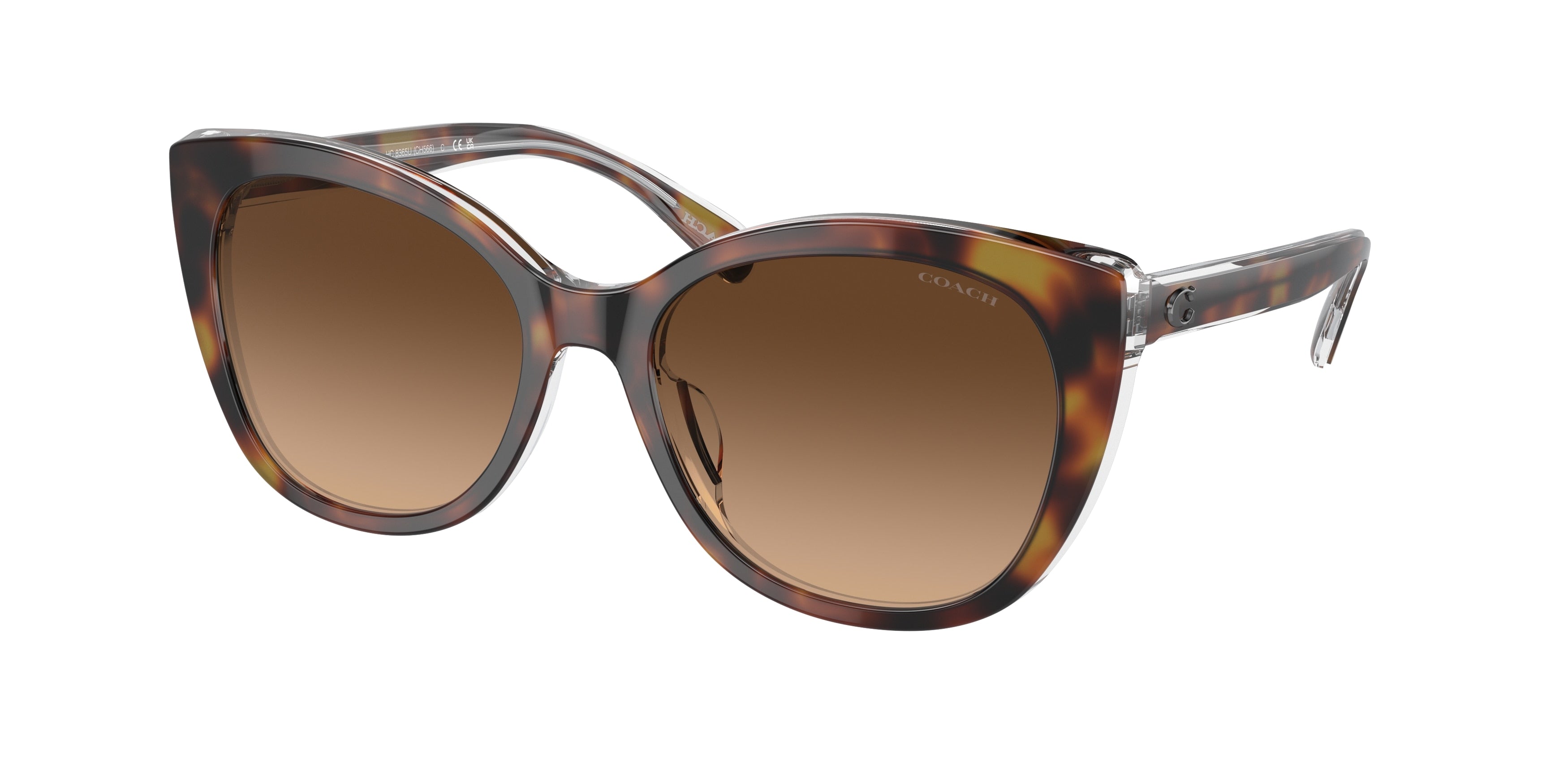 Coach CH566 HC8365U Cat Eye Sunglasses  574274-Tortoise/Transparent Beige 55-140-18 - Color Map Tortoise