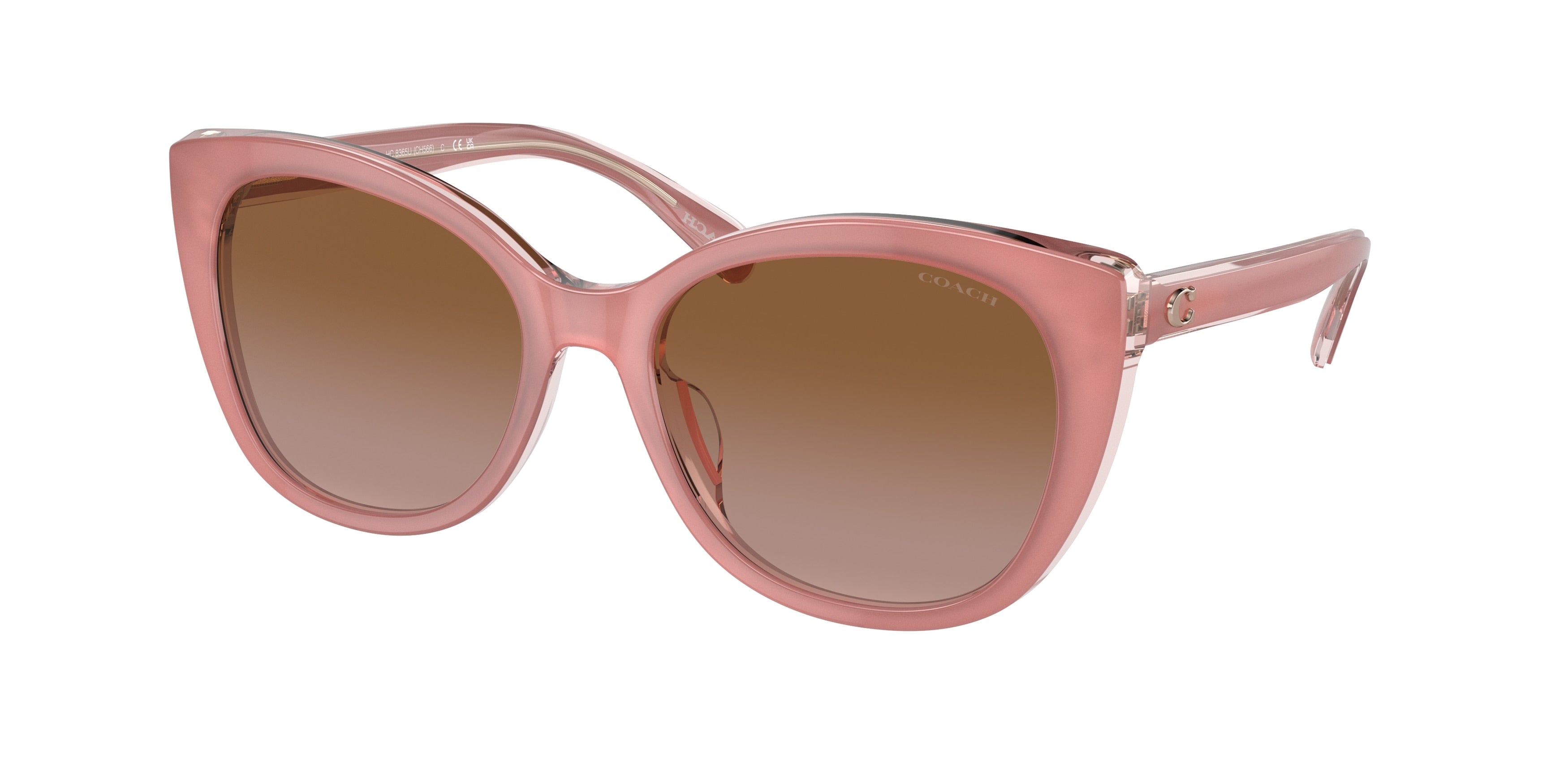 Coach CH566 HC8365U Cat Eye Sunglasses  574313-Milky Pink/Transparent Pink 55-140-18 - Color Map Pink