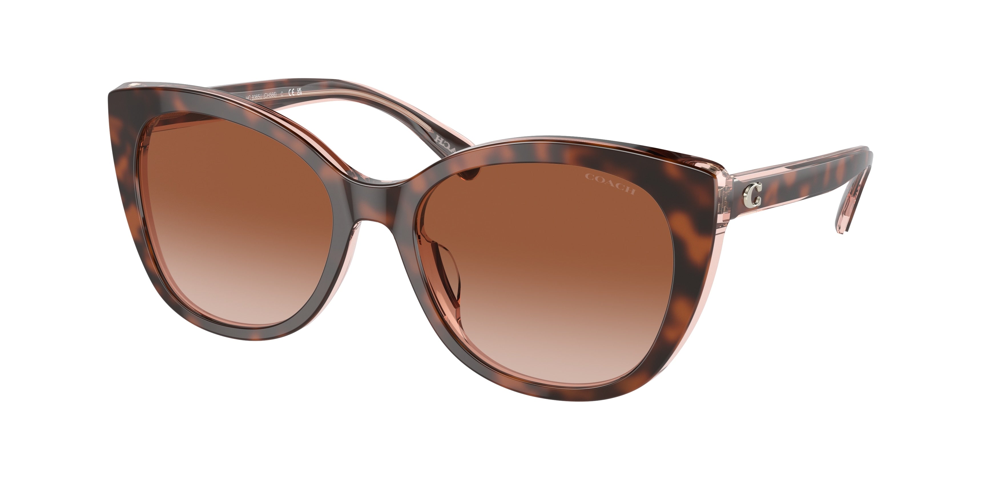 Coach CH566 HC8365U Cat Eye Sunglasses  574413-Tortoise/Transparent Pink 55-140-18 - Color Map Tortoise