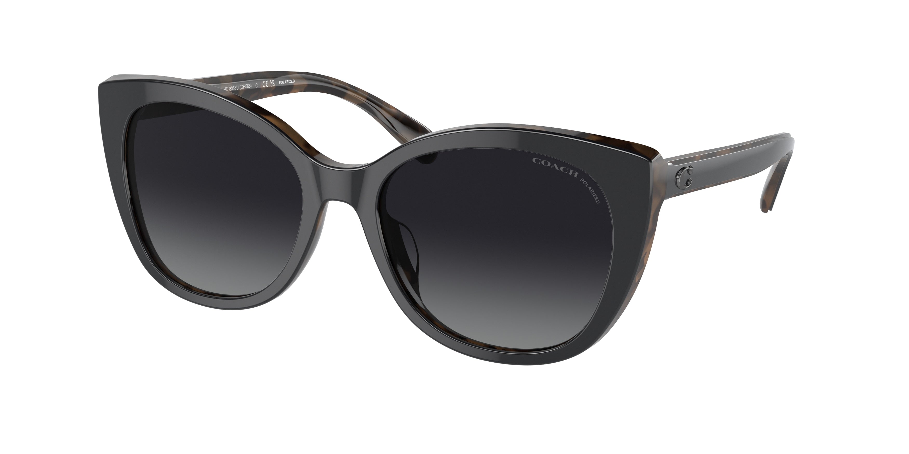 Coach CH566 HC8365U Cat Eye Sunglasses  5764T3-Black/Dark Tortoise 55-140-18 - Color Map Black