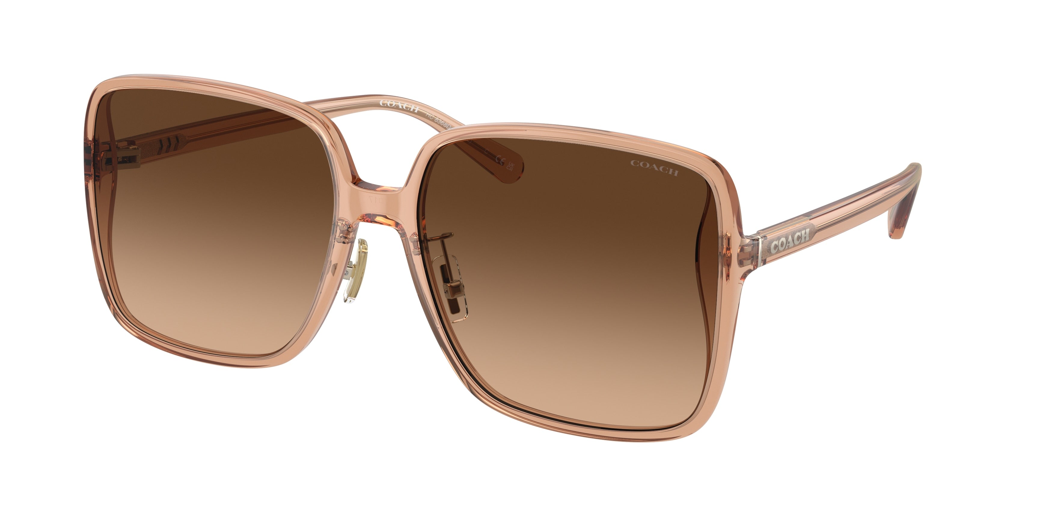 Coach CH572 HC8368D Square Sunglasses  556174-Transparent Brown 61-145-17 - Color Map Brown