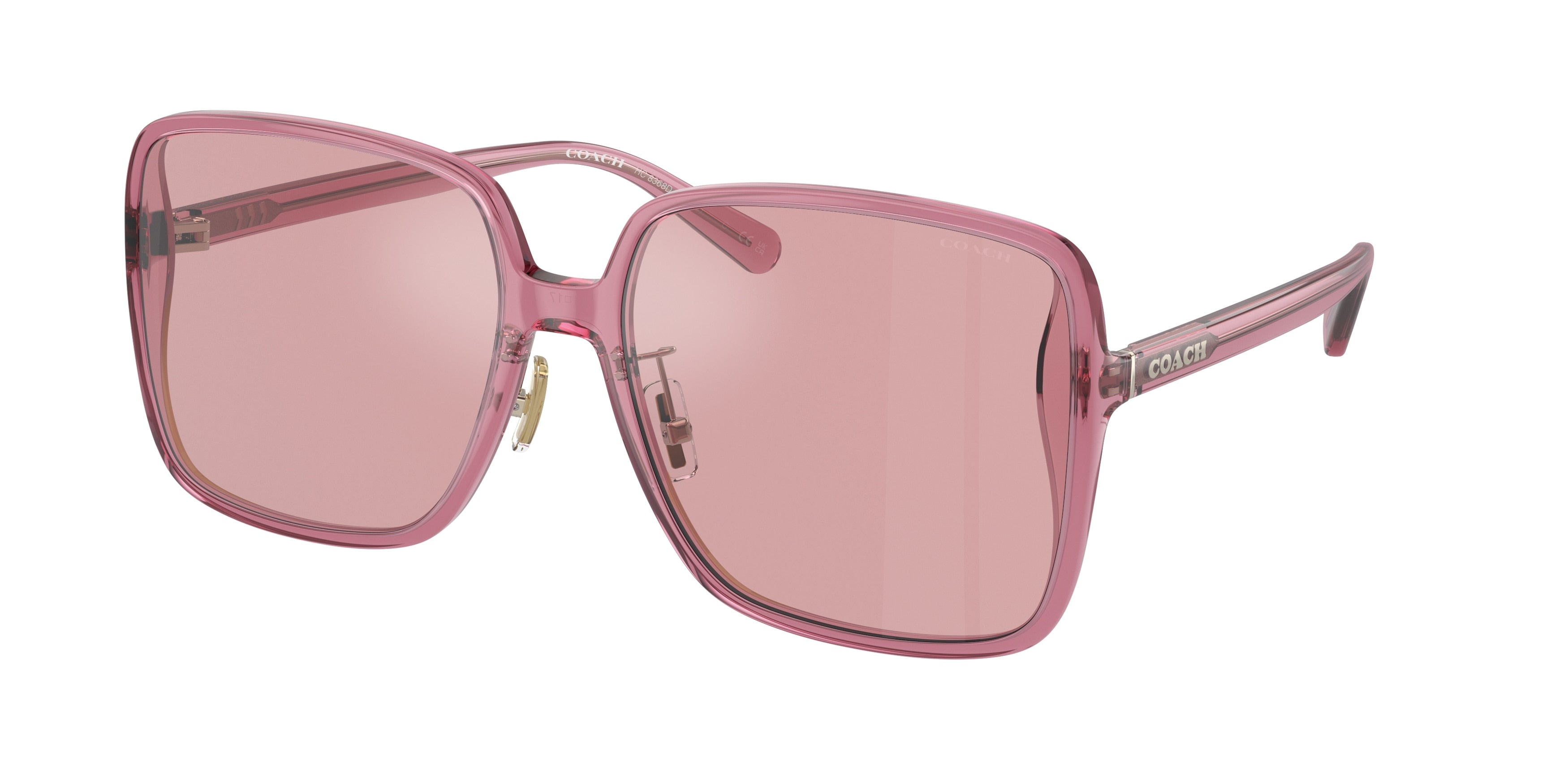 Coach CH572 HC8368D Square Sunglasses  57529L-Transparent Rose 61-145-17 - Color Map Pink