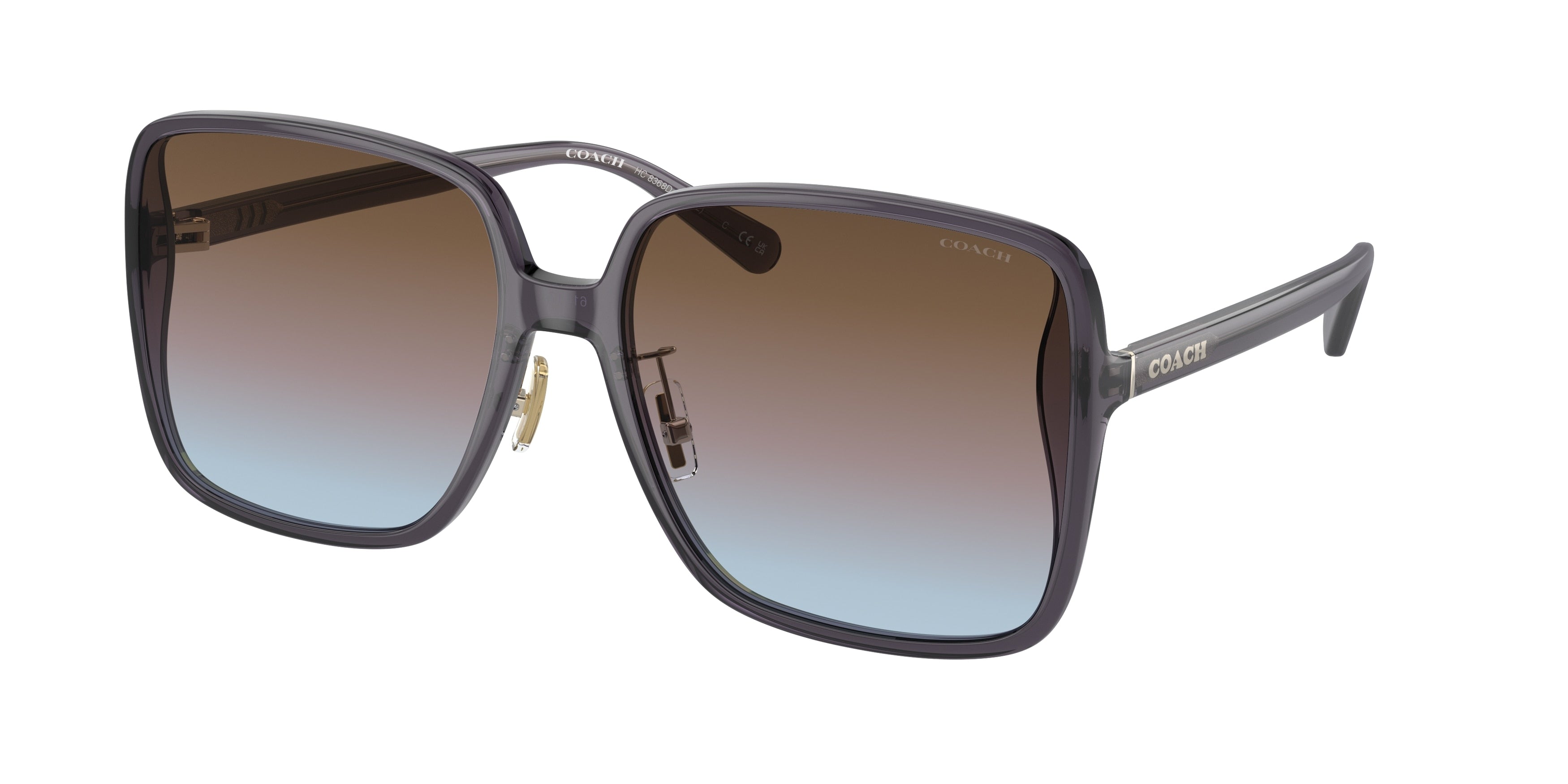 Coach CH572 HC8368D Square Sunglasses  575348-Transparent Violet 61-145-17 - Color Map Violet