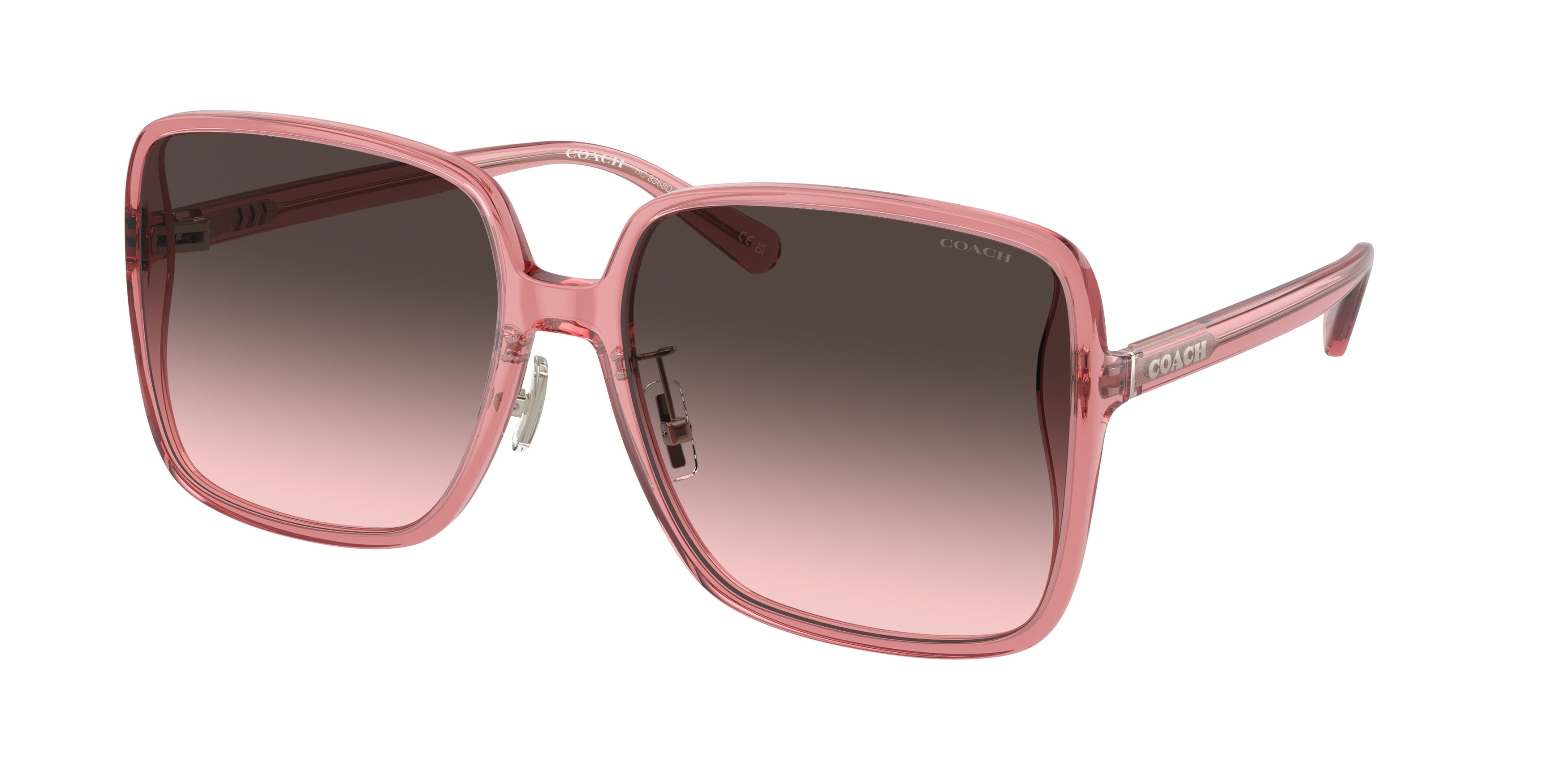 Coach CH572 HC8368D Square Sunglasses  580046-Transparent Berry 61-145-17 - Color Map Red
