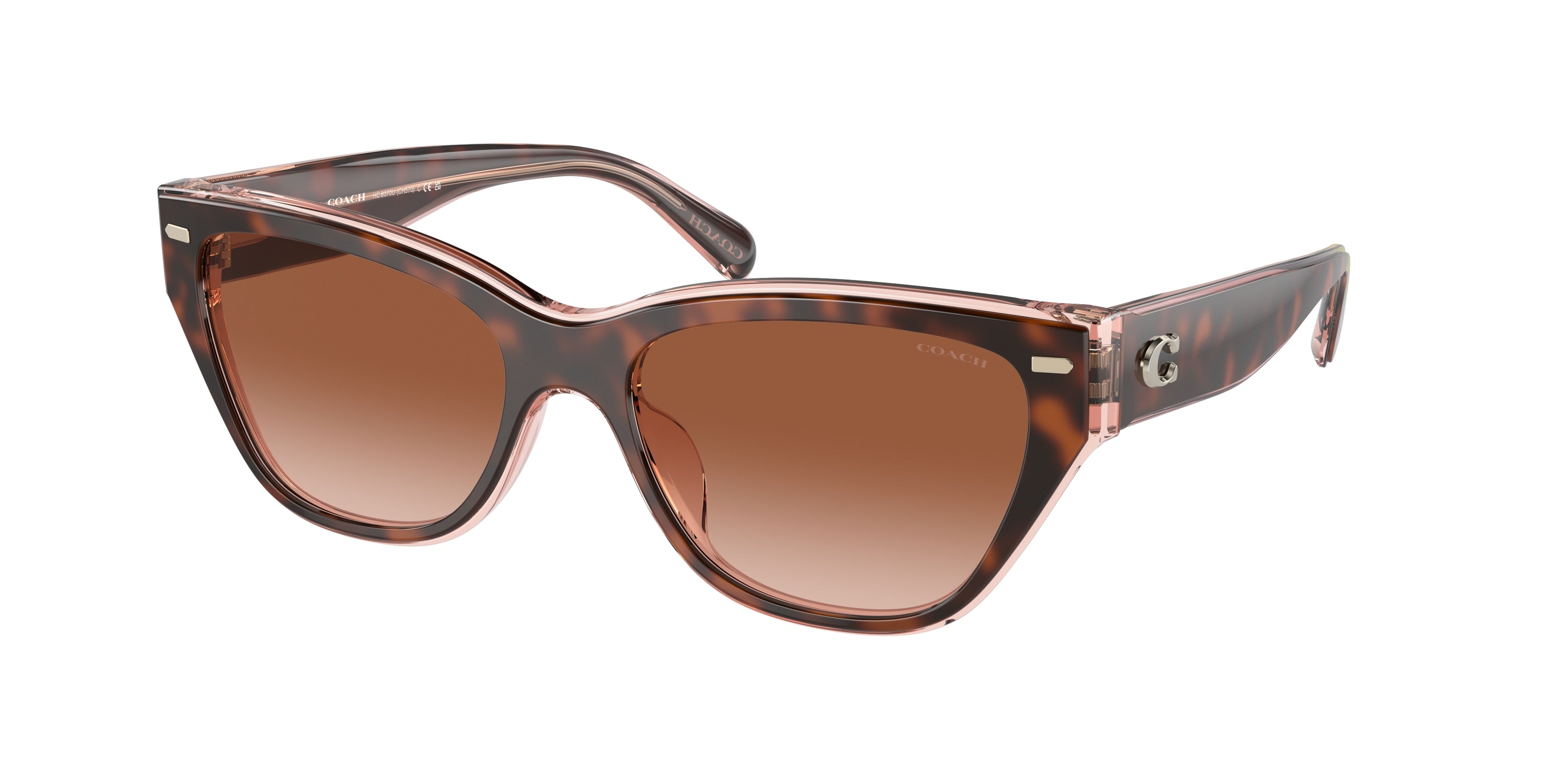 Coach CH570 HC8370U Cat Eye Sunglasses  574413-Tortoise/Transparent Pink 54-140-17 - Color Map Tortoise
