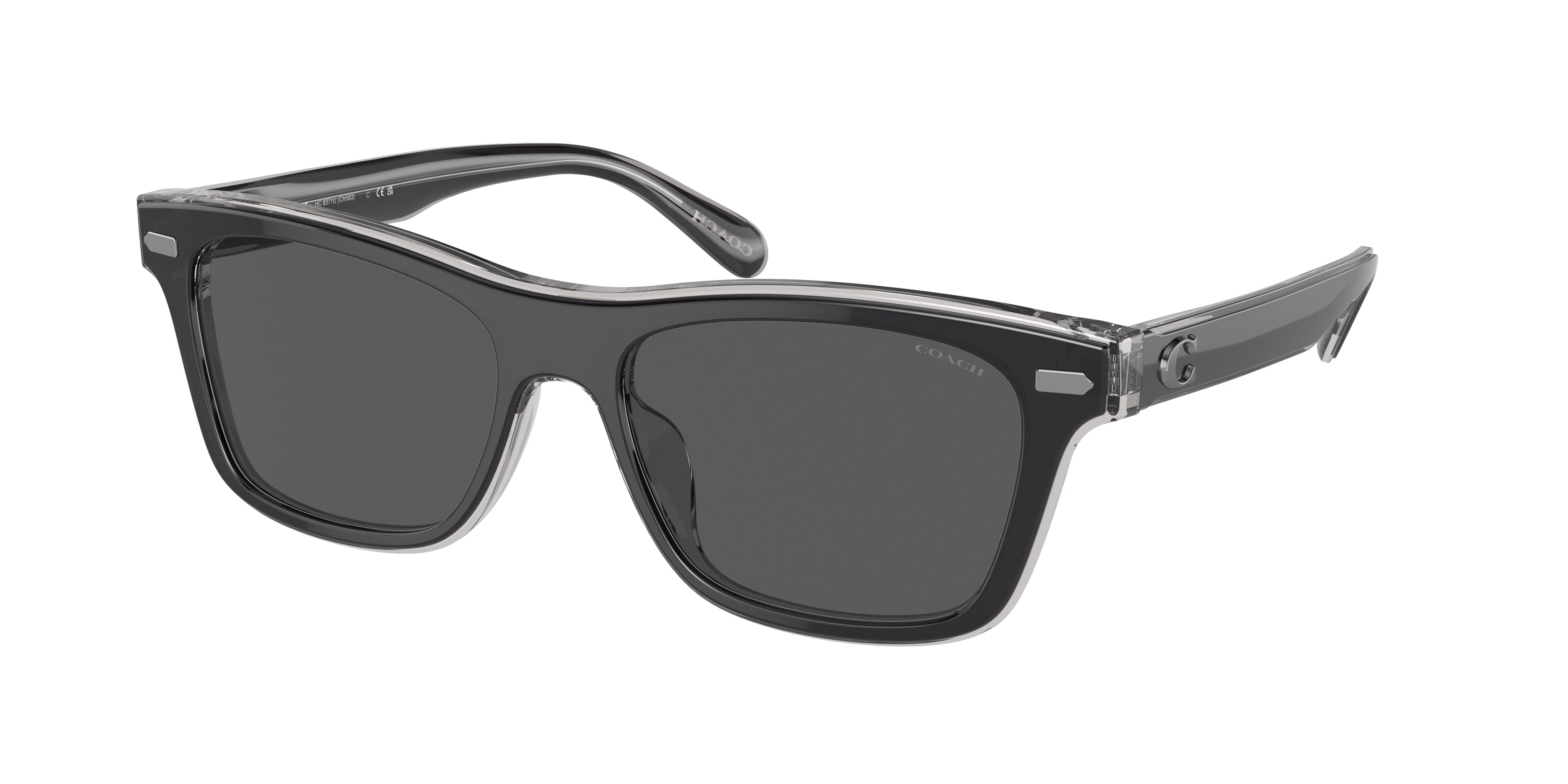 Coach CH583 HC8371U Square Sunglasses  574587-Black/Transparent Grey 54-145-17 - Color Map Black
