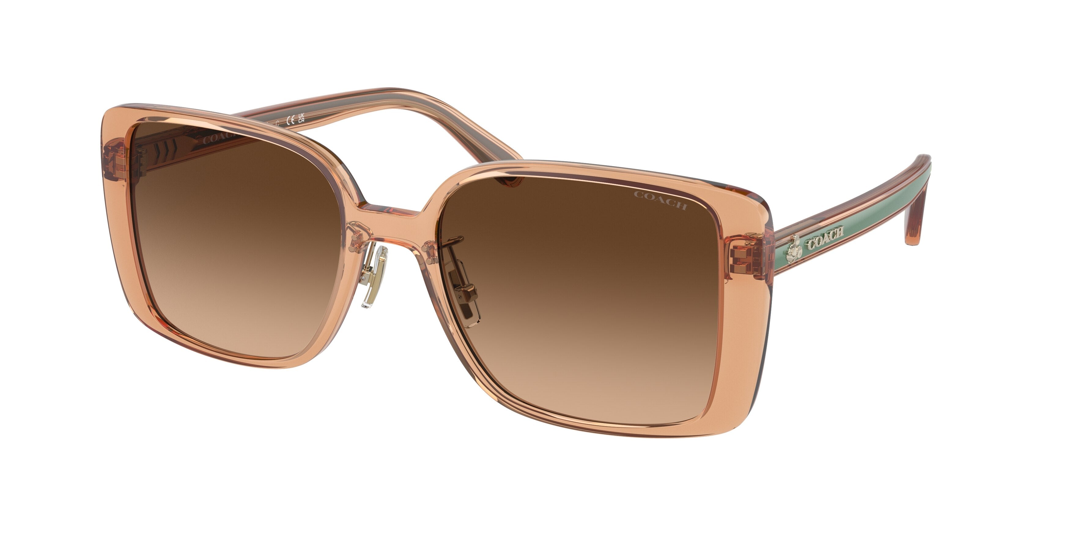 Coach CH562 HC8375 Square Sunglasses  574974-Transparent Saddle 56-145-19 - Color Map Transparent