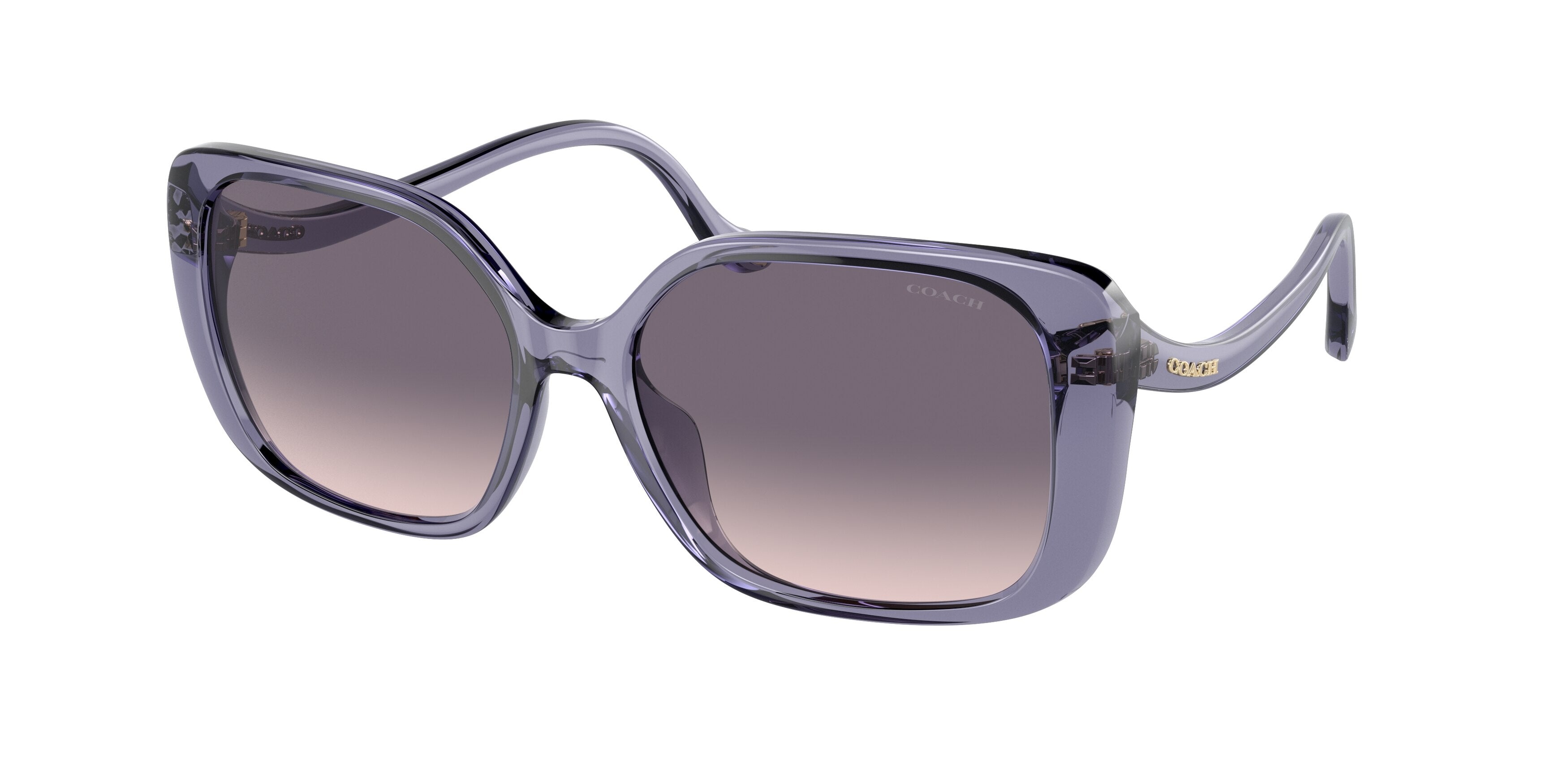 Coach CL929 HC8376U Square Sunglasses  556836-Transparent Violet 56-145-16 - Color Map Violet