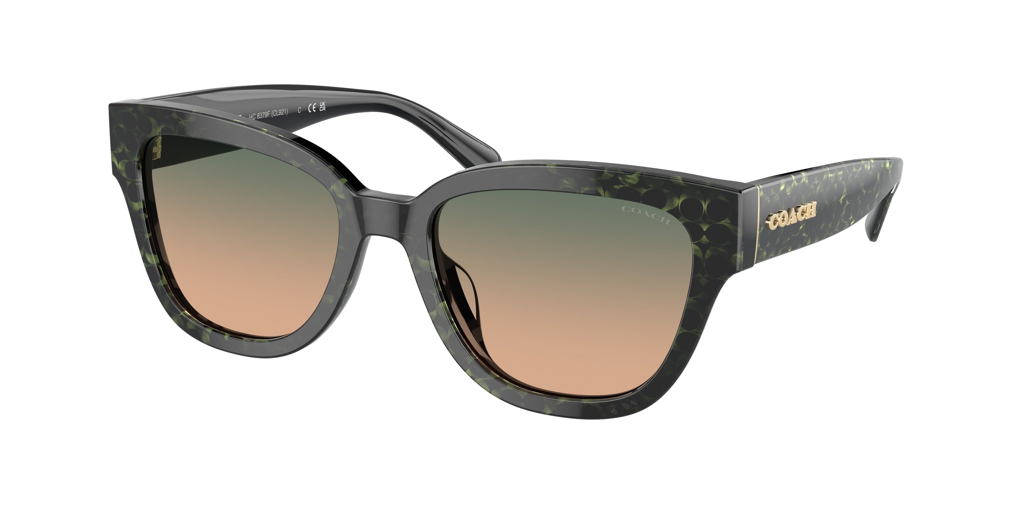Coach CL921 HC8379F Butterfly Sunglasses  578413-Emerald Pearl Signature C 57-145-18 - Color Map Green