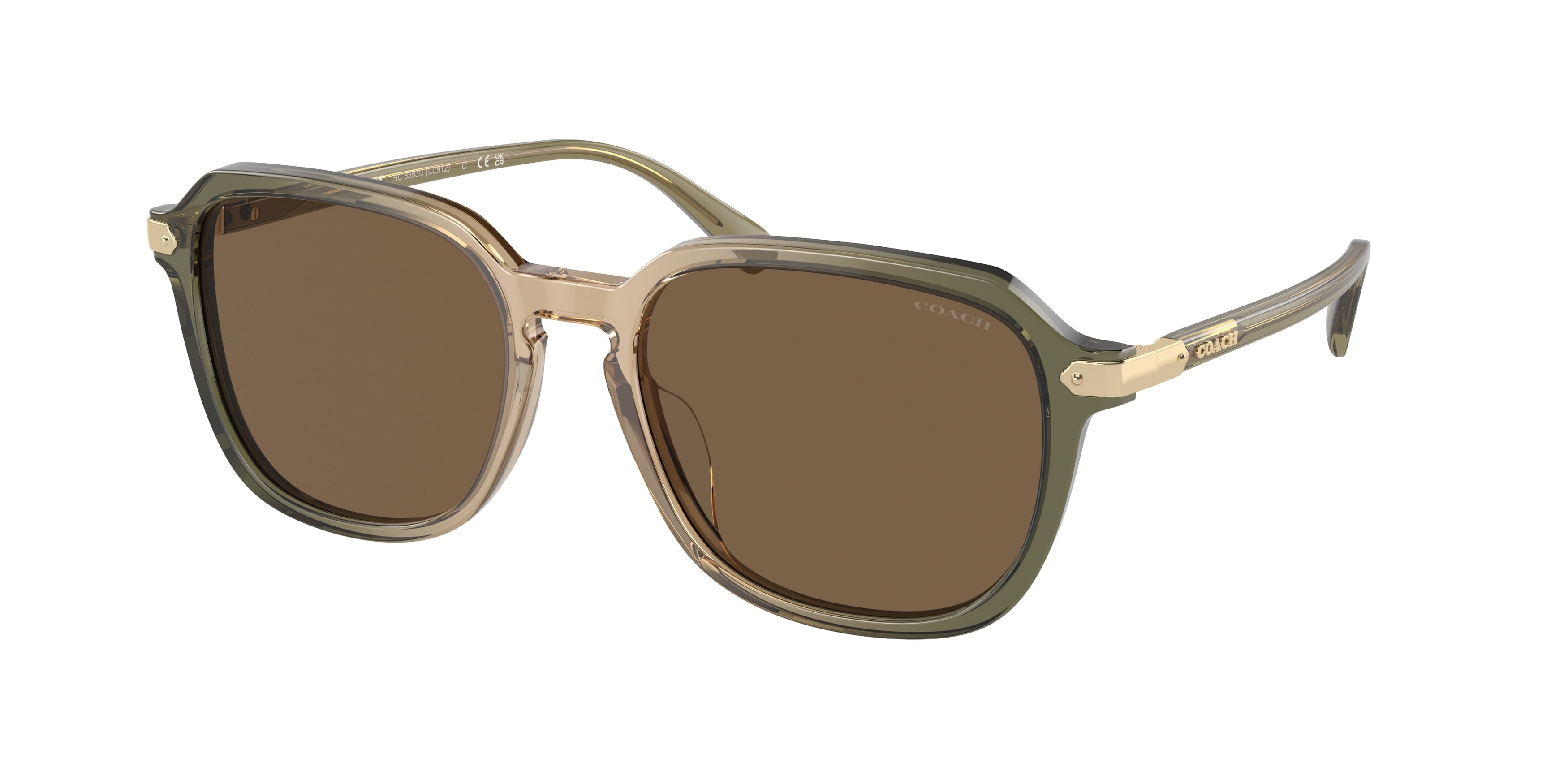 Coach CL912 HC8383U Square Sunglasses  579773-Transparent Green Tan Gradient 55-145-18 - Color Map Multicolor
