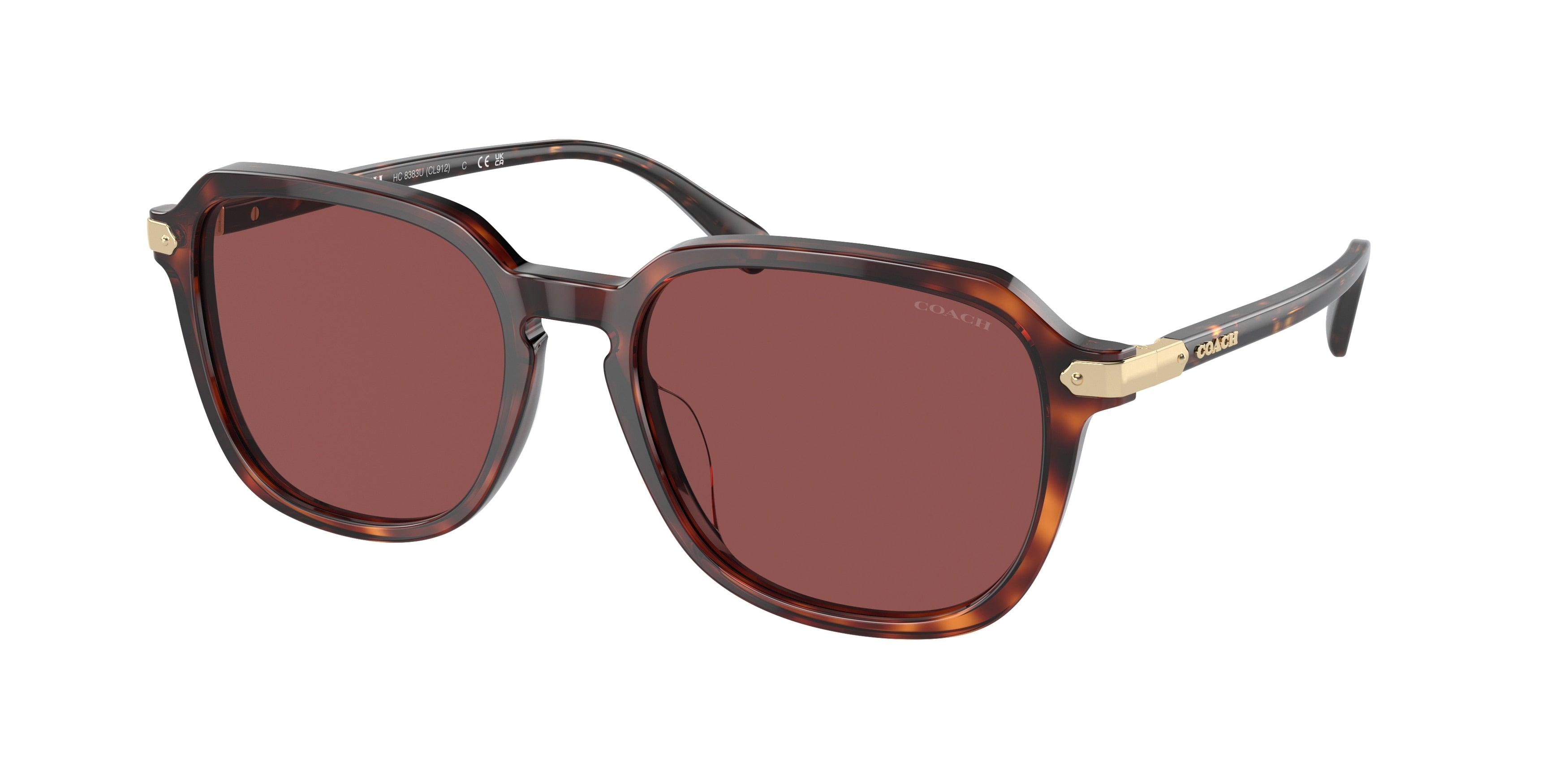Coach CL912 HC8383U Square Sunglasses  579875-Dark Tortoise/Caramel Tortoise 55-145-18 - Color Map Brown