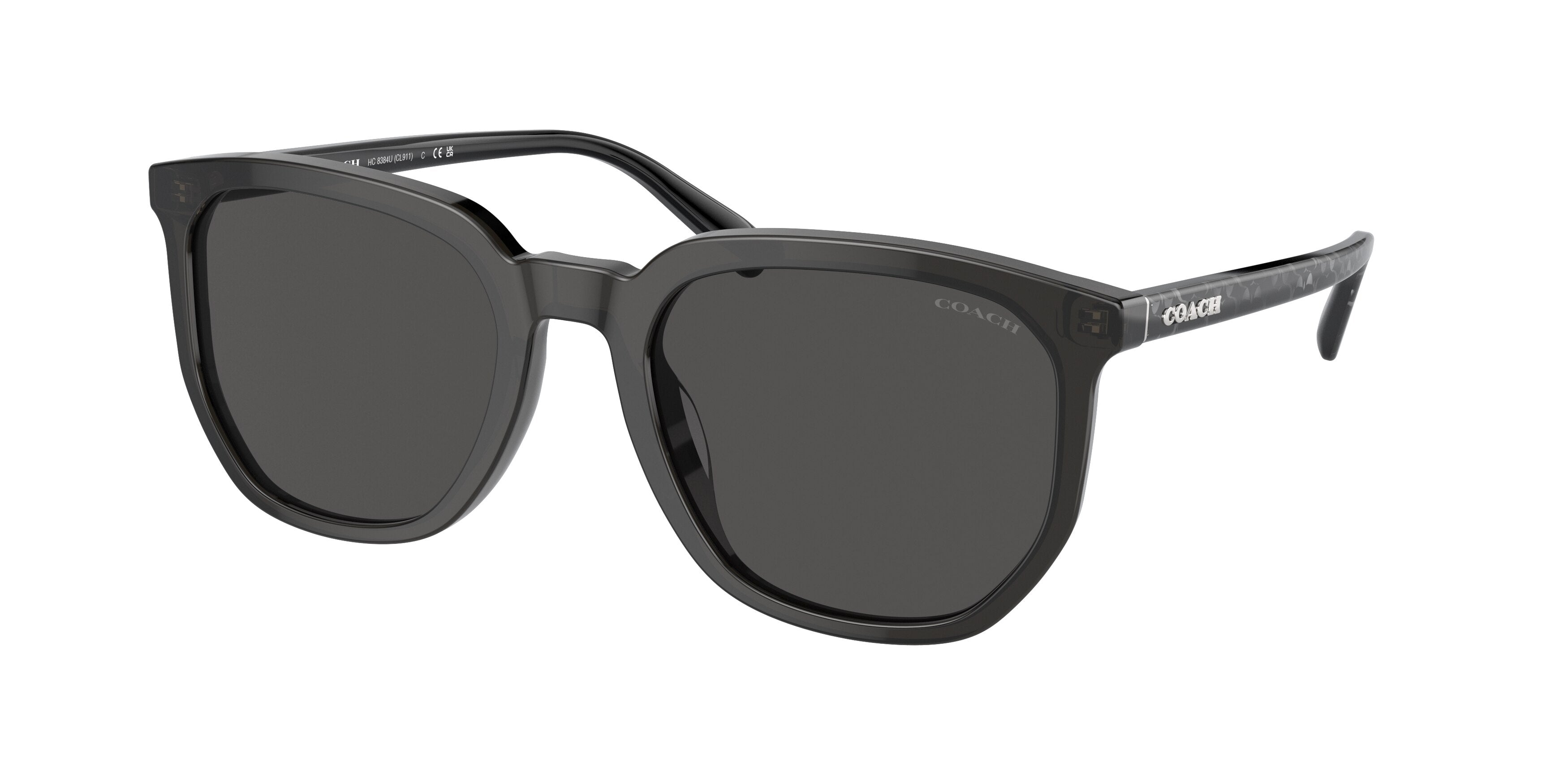 Coach CL911 HC8384U Irregular Sunglasses  579387-Transparent Dark Grey 55-145-21 - Color Map Grey